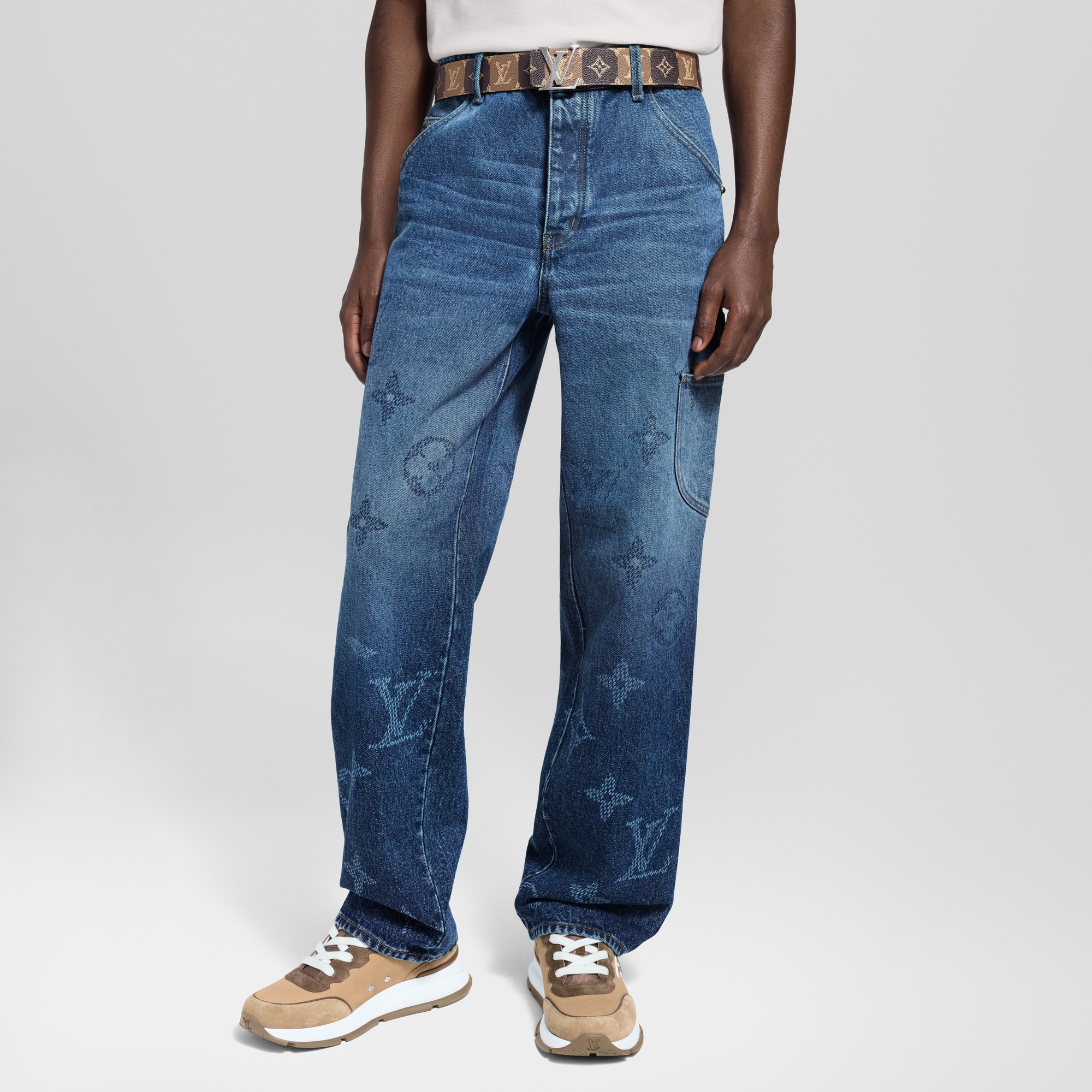 Men - Monogram Denim Workwear Trousers  Men Ready-to-Wear Denim Collection | LOUIS VUITTON (Product zoom)