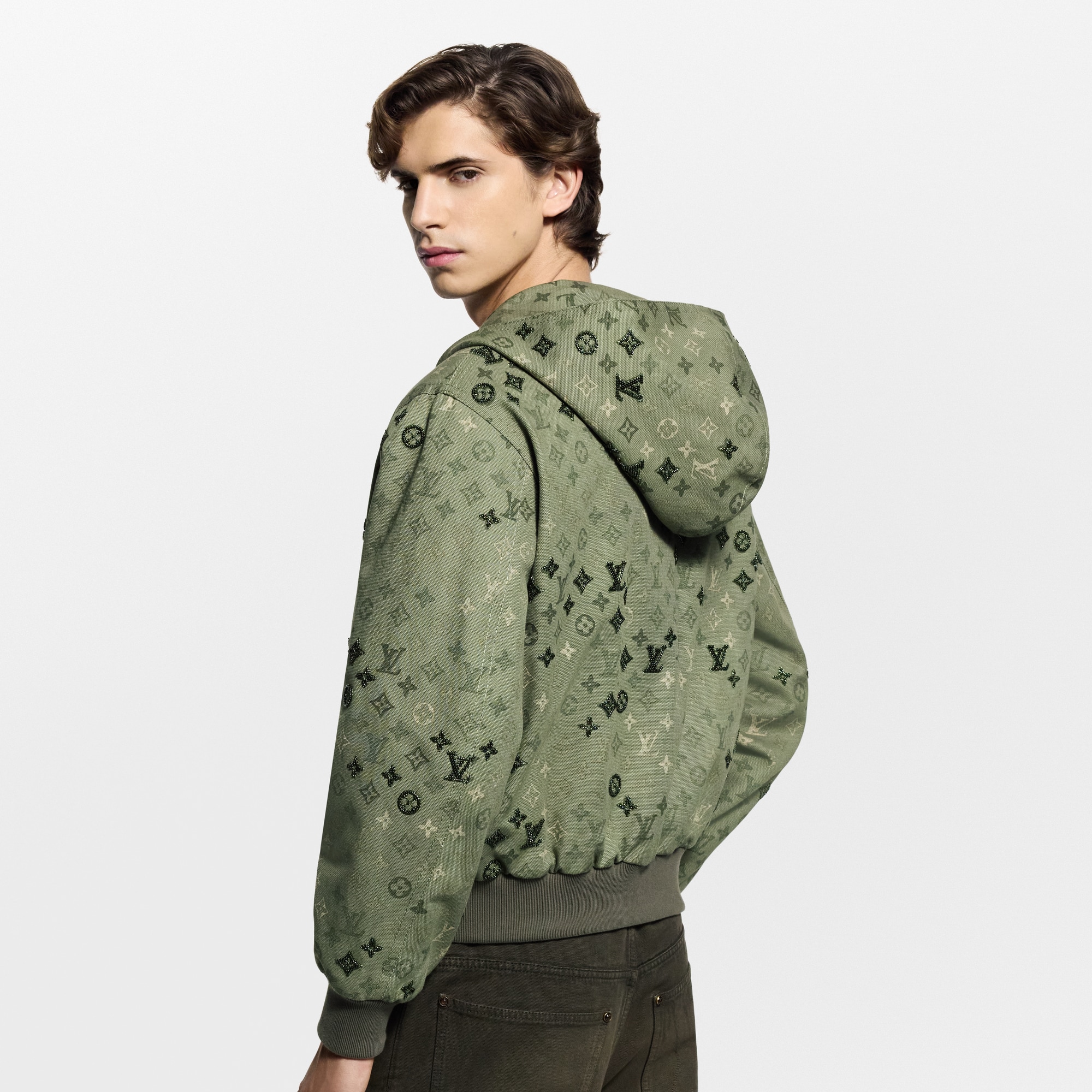 Men - Monogram Embellished Hooded Blouson  Men Ready-to-Wear Outerwear and Coats | LOUIS VUITTON (Product zoom)