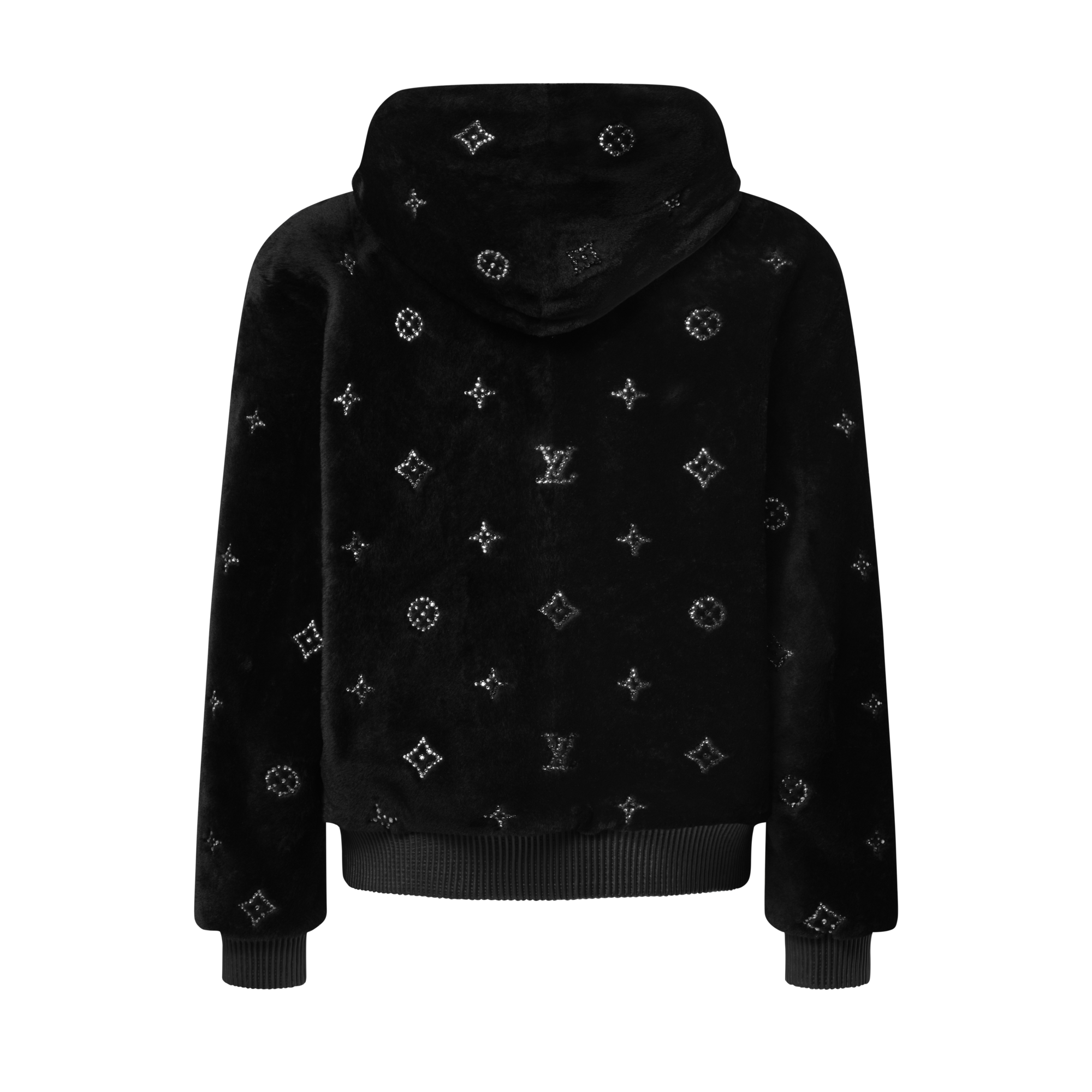 Men - Monogram Embellished Shearling Hoodie  Men Ready-to-Wear All Ready-to-Wear | LOUIS VUITTON (Product zoom)