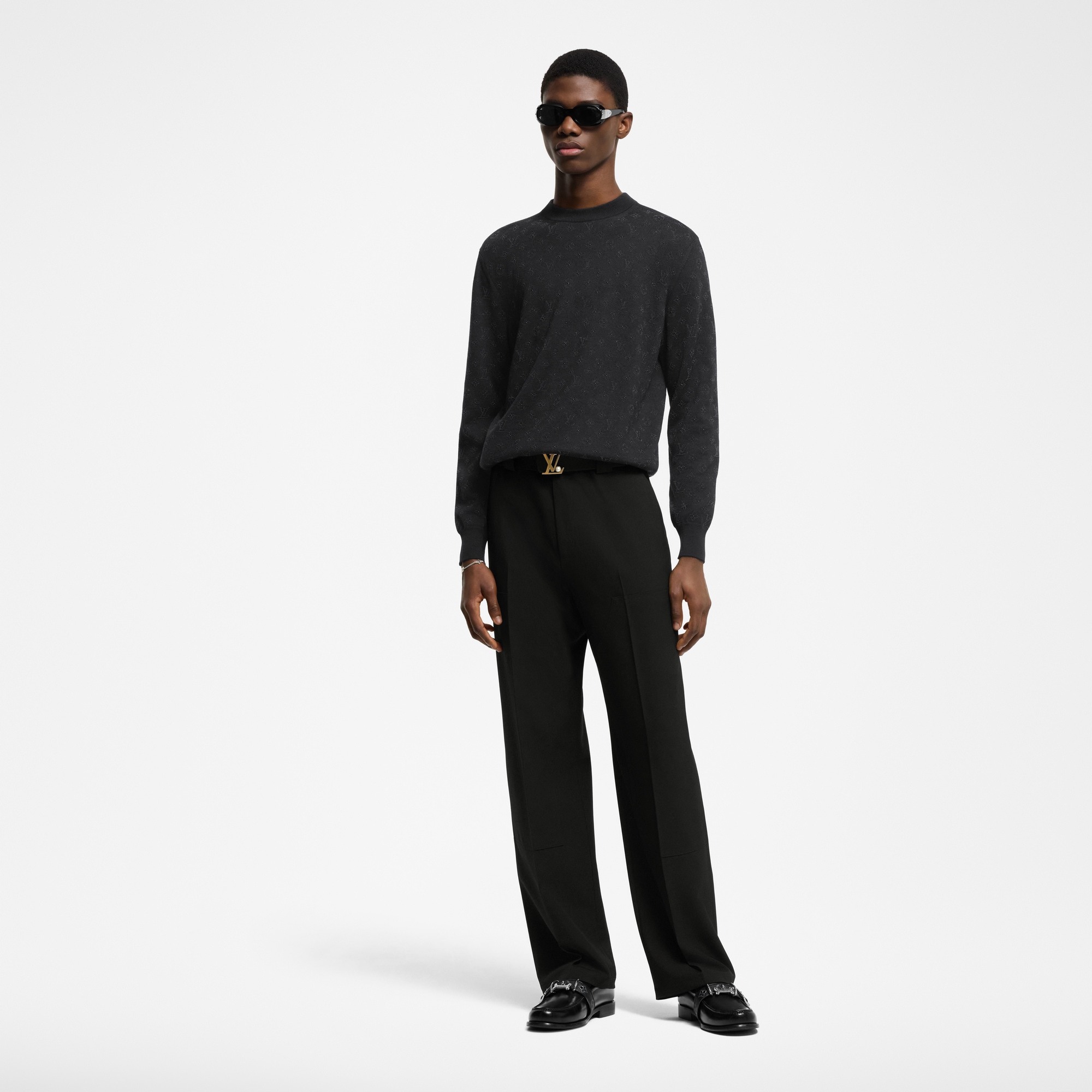 Men - Monogram Embellished Wool Evening Crewneck  Men Ready-to-Wear All Ready-to-Wear | LOUIS VUITTON (Product zoom)