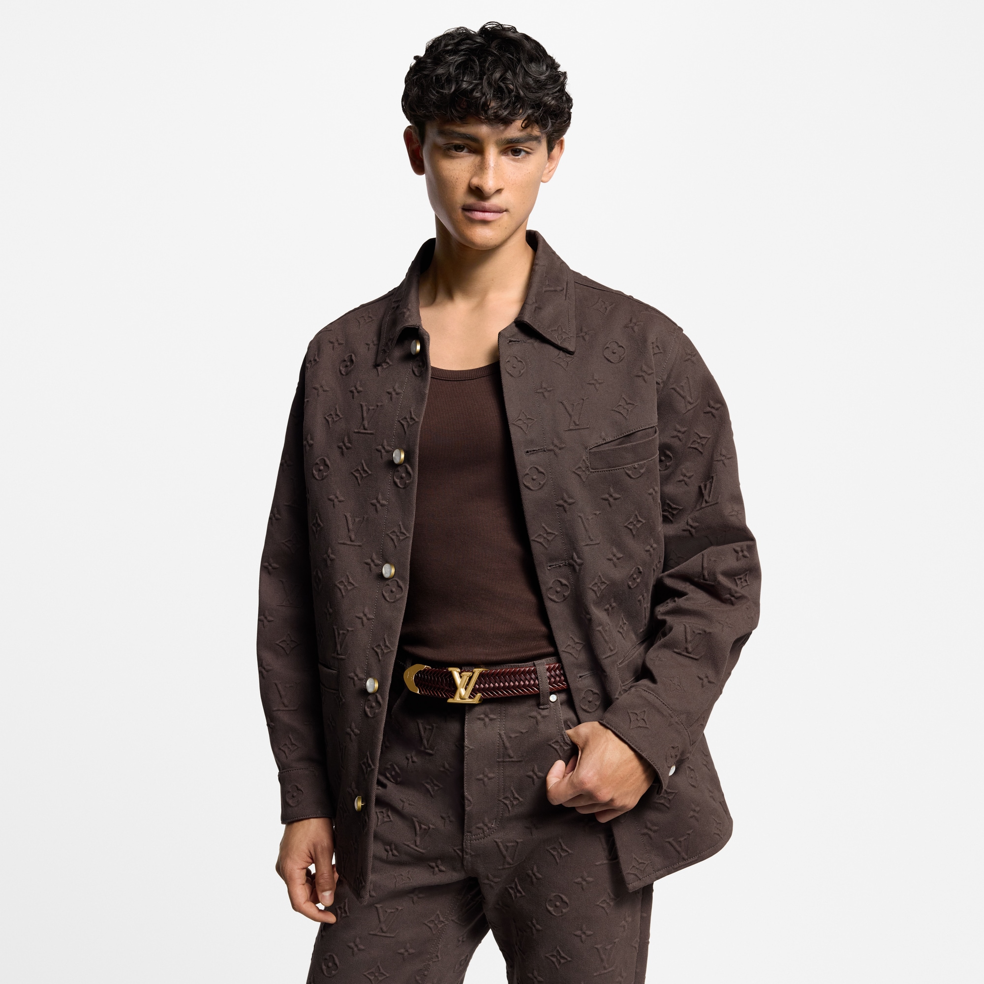 Men - Monogram Embossed Overshirt  Men Ready-to-Wear Outerwear and Coats | LOUIS VUITTON (Product zoom)