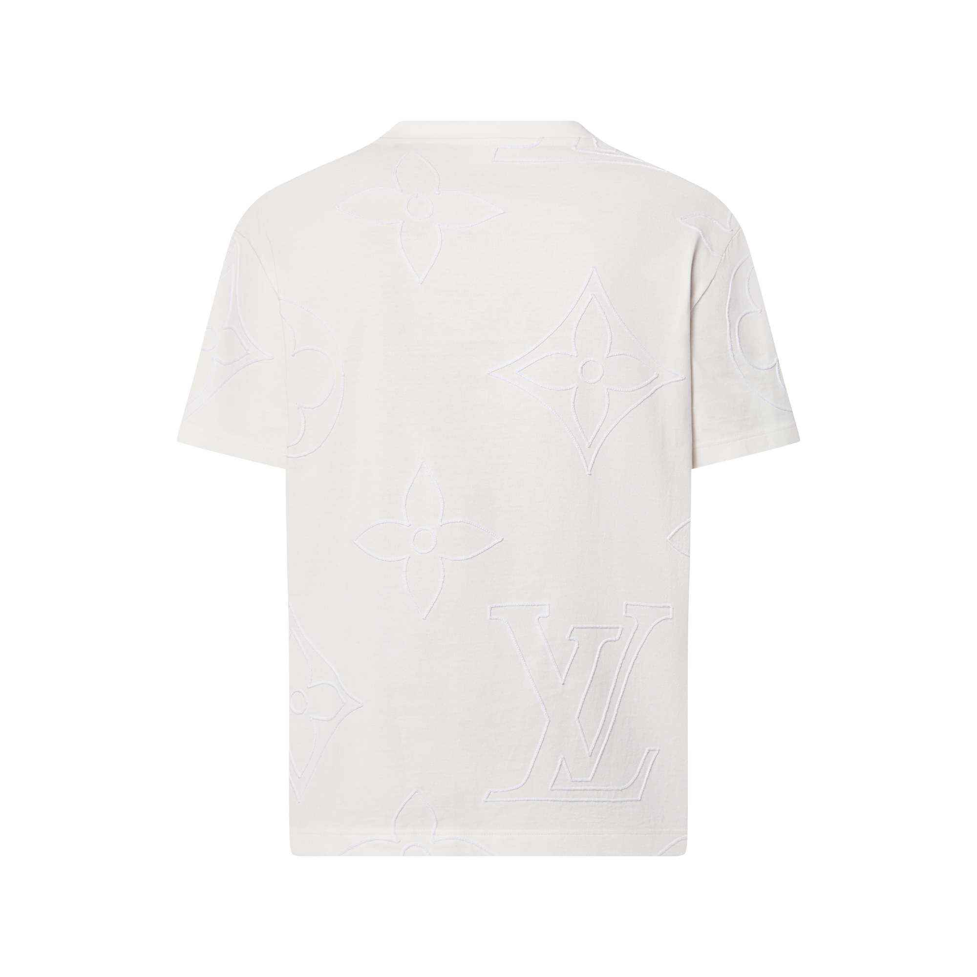 Men - Monogram Embroidered Cotton T-Shirt  Men Ready-to-Wear T-Shirts and Polos | LOUIS VUITTON (Product zoom)