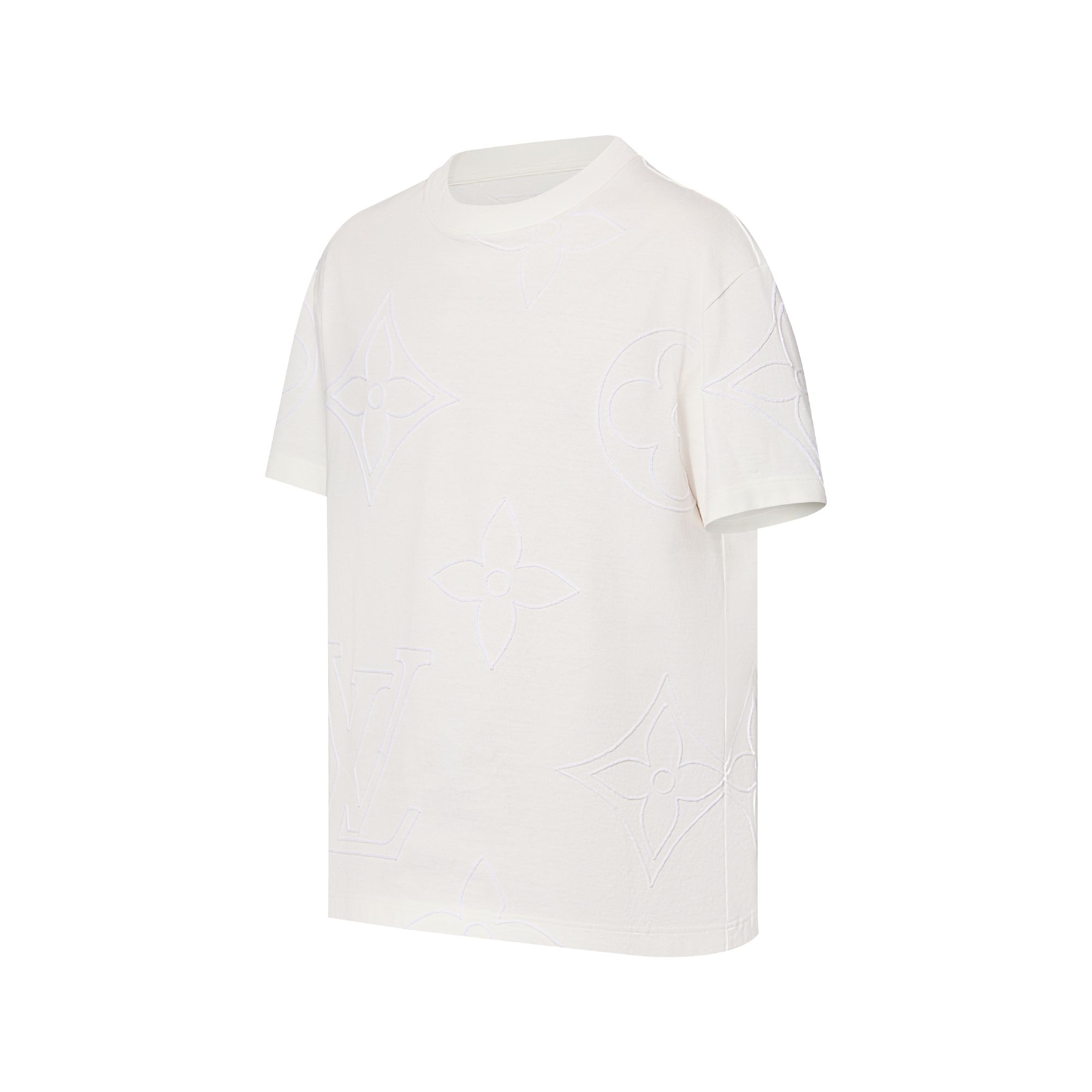 Men - Monogram Embroidered Cotton T-Shirt  Men Ready-to-Wear T-Shirts and Polos | LOUIS VUITTON (Product zoom)