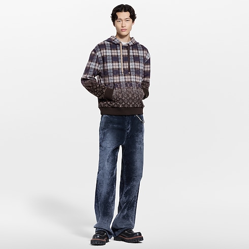 Men - Monogram Faded Plaid Hoodie Men Ready-to-Wear All Ready-to-Wear | LOUIS VUITTON (Product zoom)