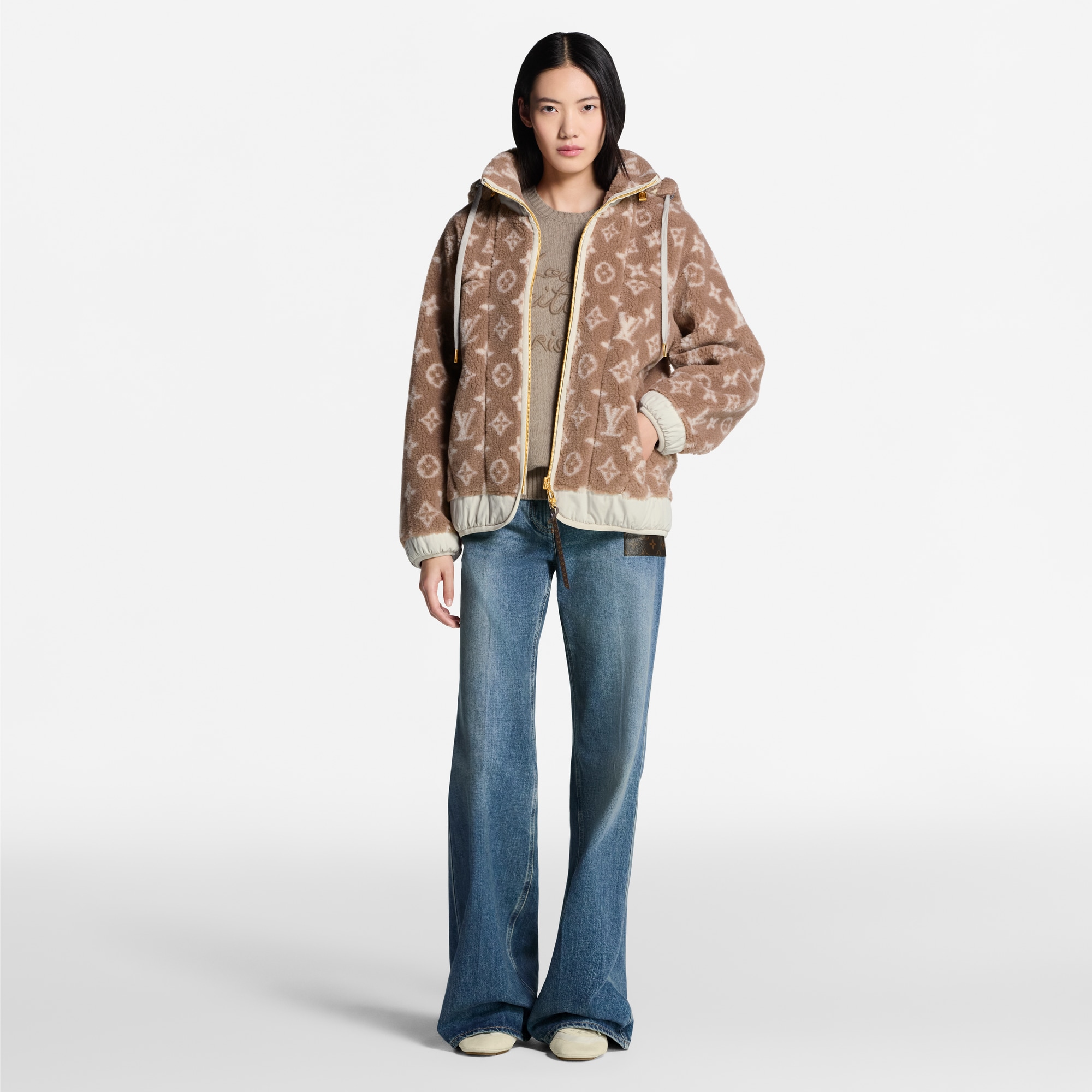 Women - Monogram Fleece Hooded Jacket  Women Ready-to-Wear Coats and Jackets | LOUIS VUITTON (Product zoom)