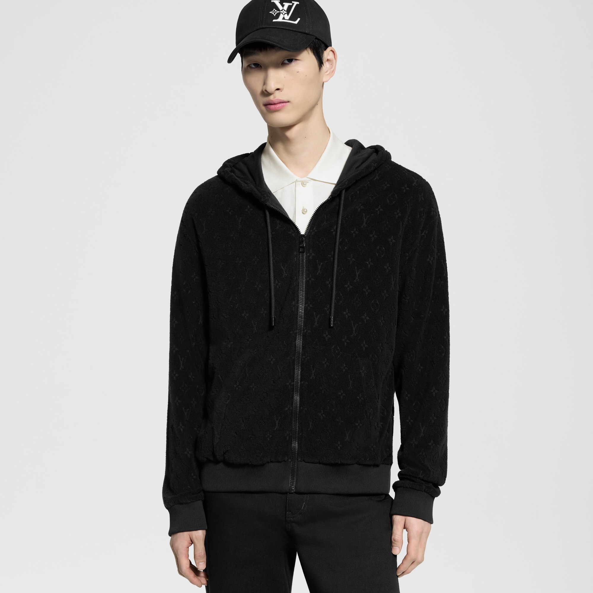 Men - Monogram French Terry Zip-Through Hoodie  Men Ready-to-Wear All Ready-to-Wear | LOUIS VUITTON (Product zoom)