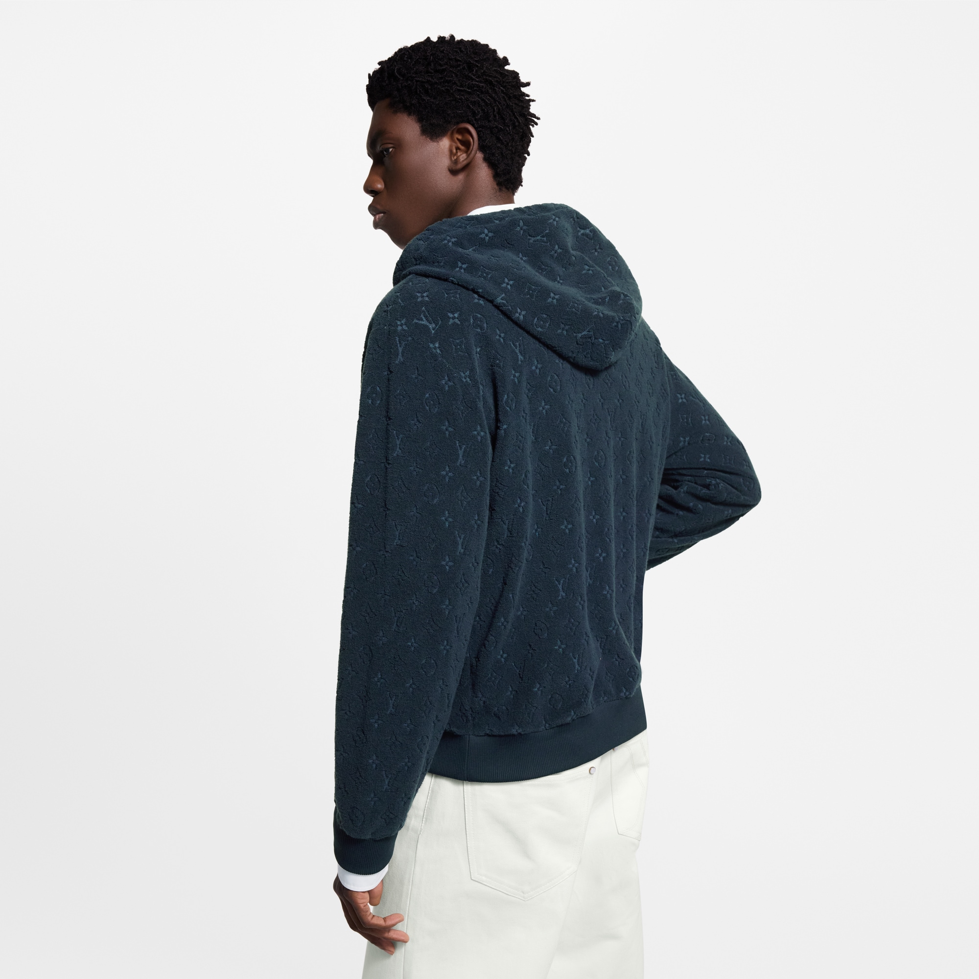 Men - Monogram French Terry Zip-Through Hoodie  Men Ready-to-Wear All Ready-to-Wear | LOUIS VUITTON (Product zoom)