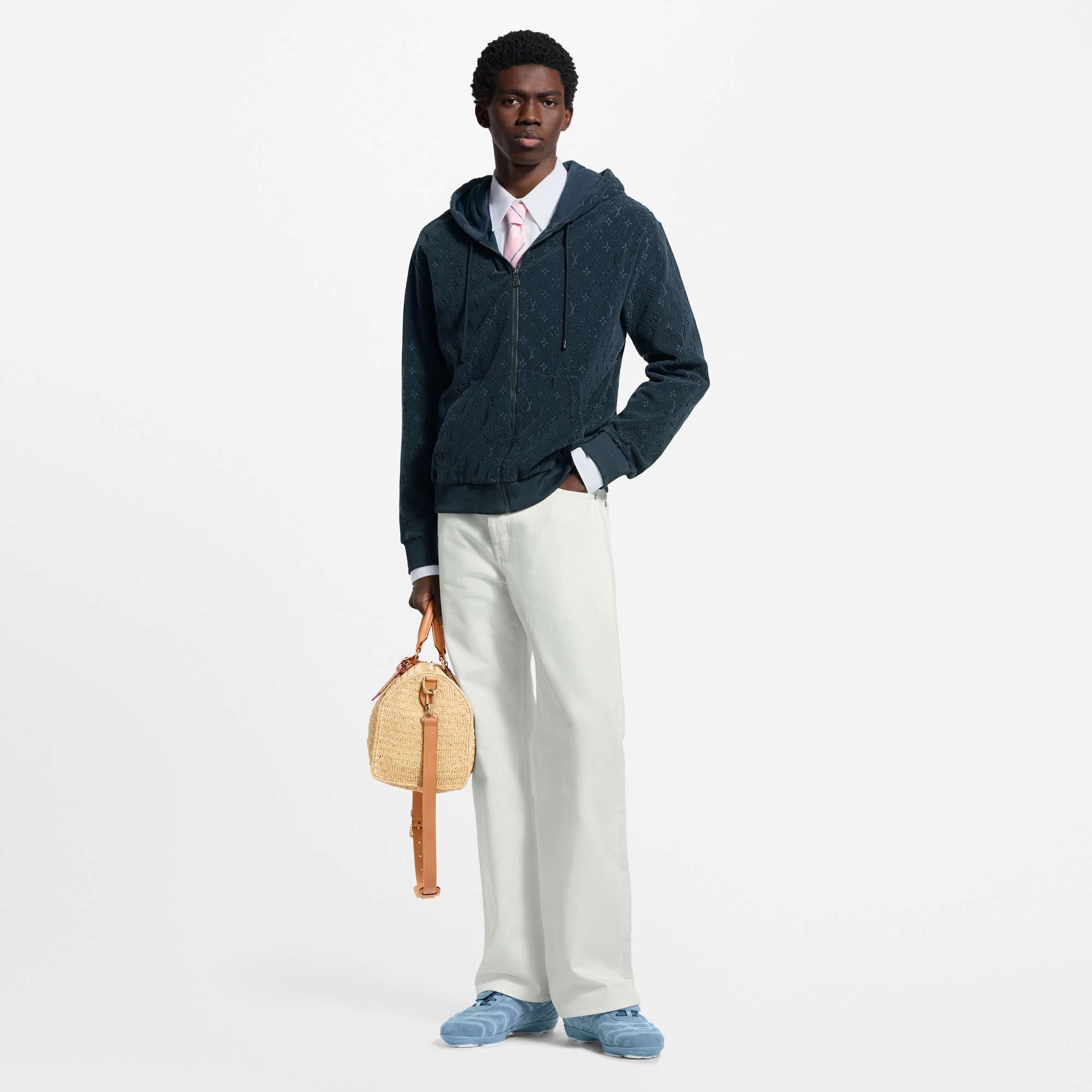 Men - Monogram French Terry Zip-Through Hoodie  Men Ready-to-Wear All Ready-to-Wear | LOUIS VUITTON (Product zoom)