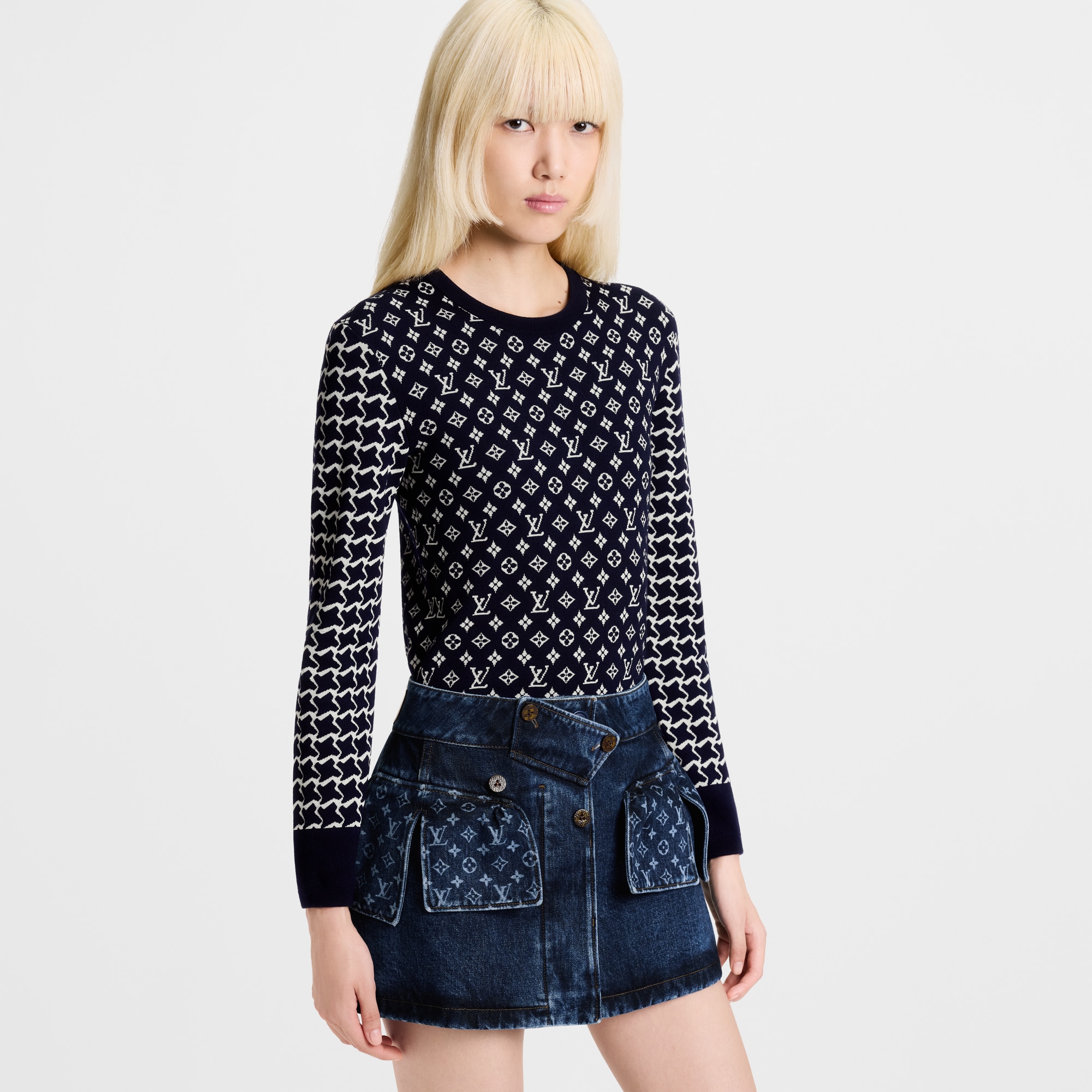 Women - Monogram Honeycomb Jumper  Women Ready-to-Wear Tops | LOUIS VUITTON (Product zoom)