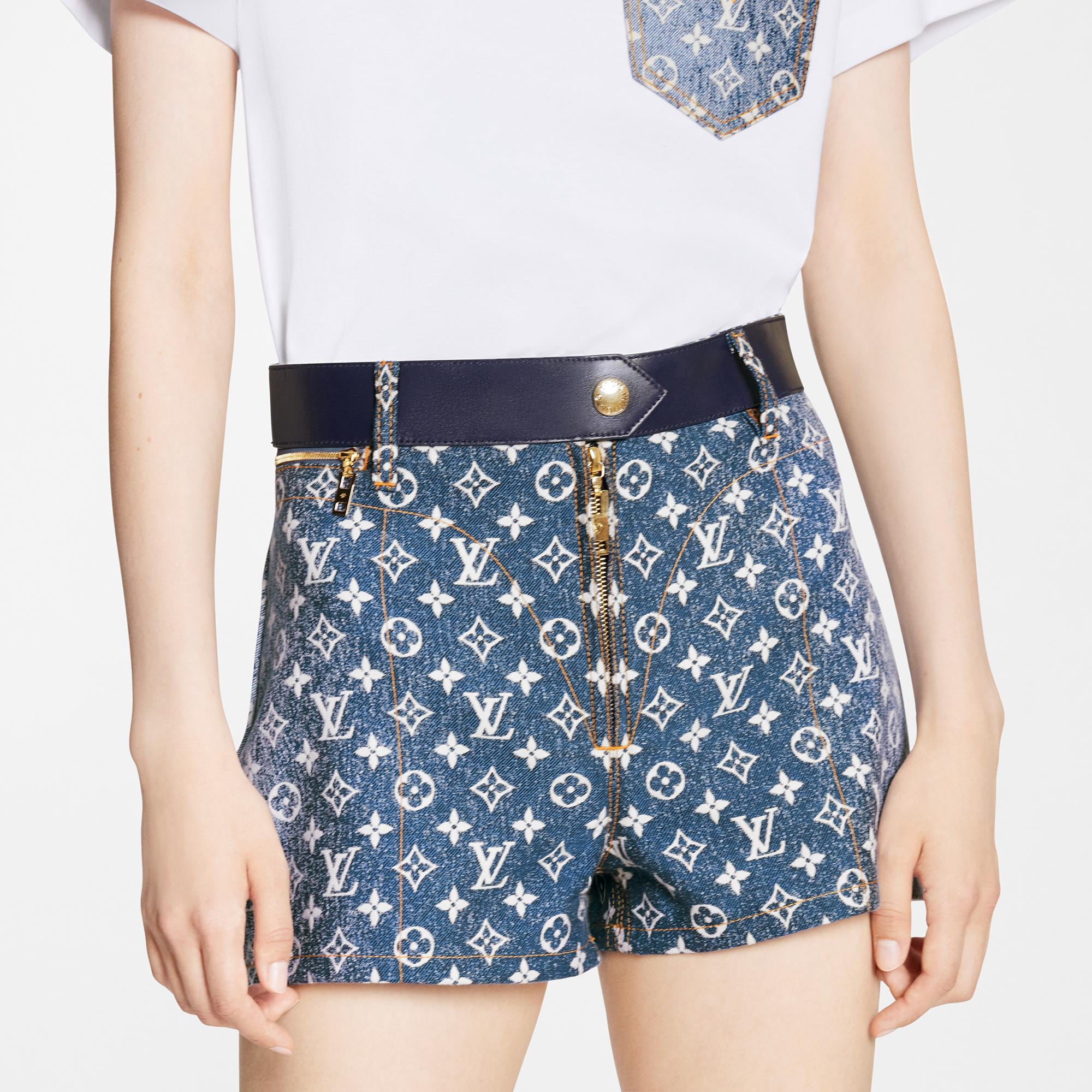 Monogram Jacquard Denim Mini Shorts 