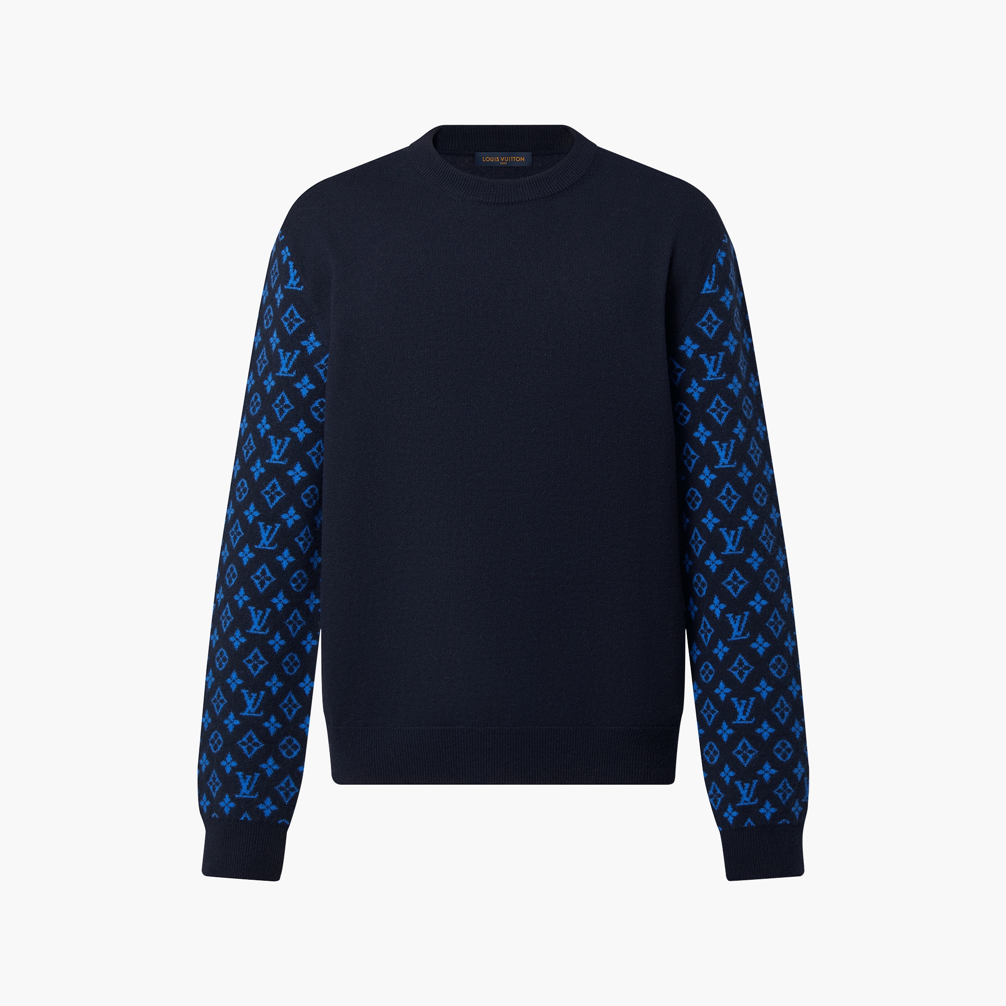 Monogram Mix Cashmere Crewneck Luxury Blue LOUIS VUITTON
