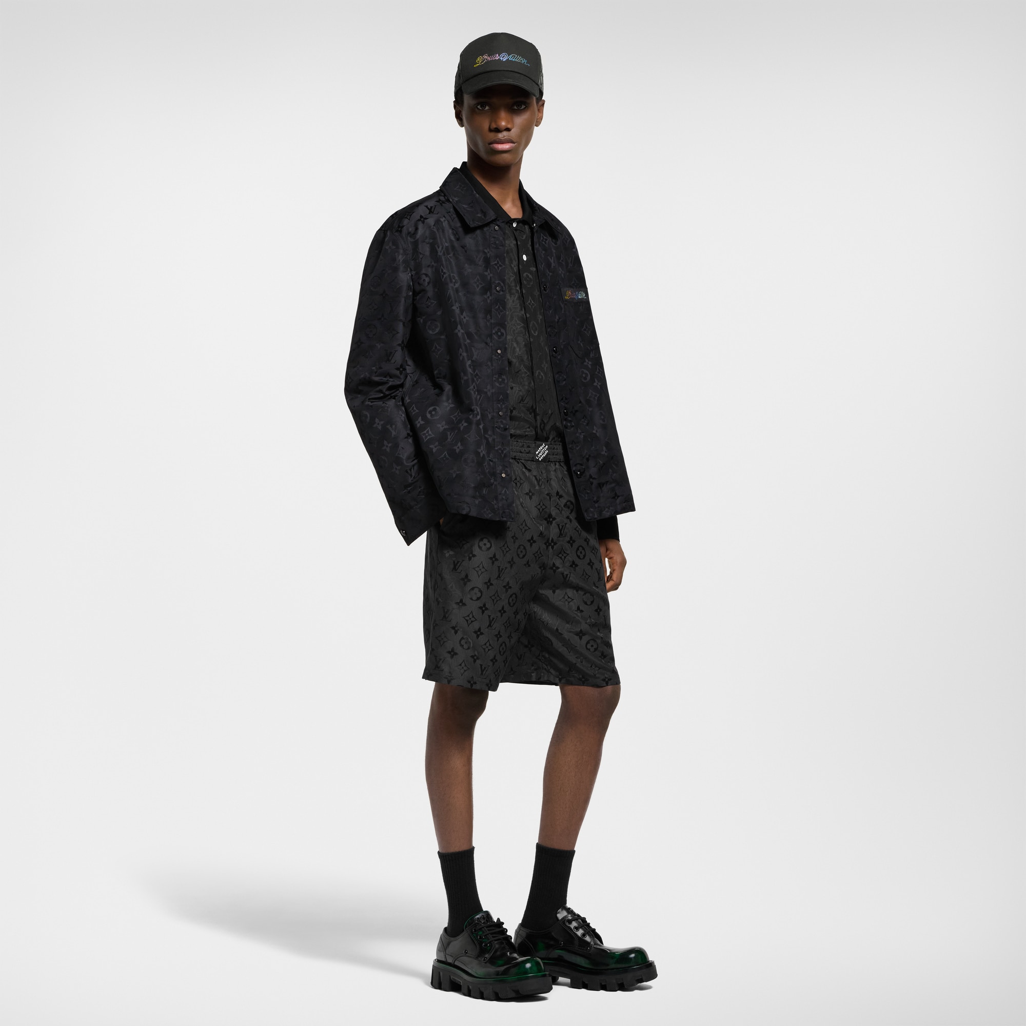 Men - Monogram Moire Jacquard Silk Overshirt  Men Ready-to-Wear Outerwear and Coats | LOUIS VUITTON (Product zoom)
