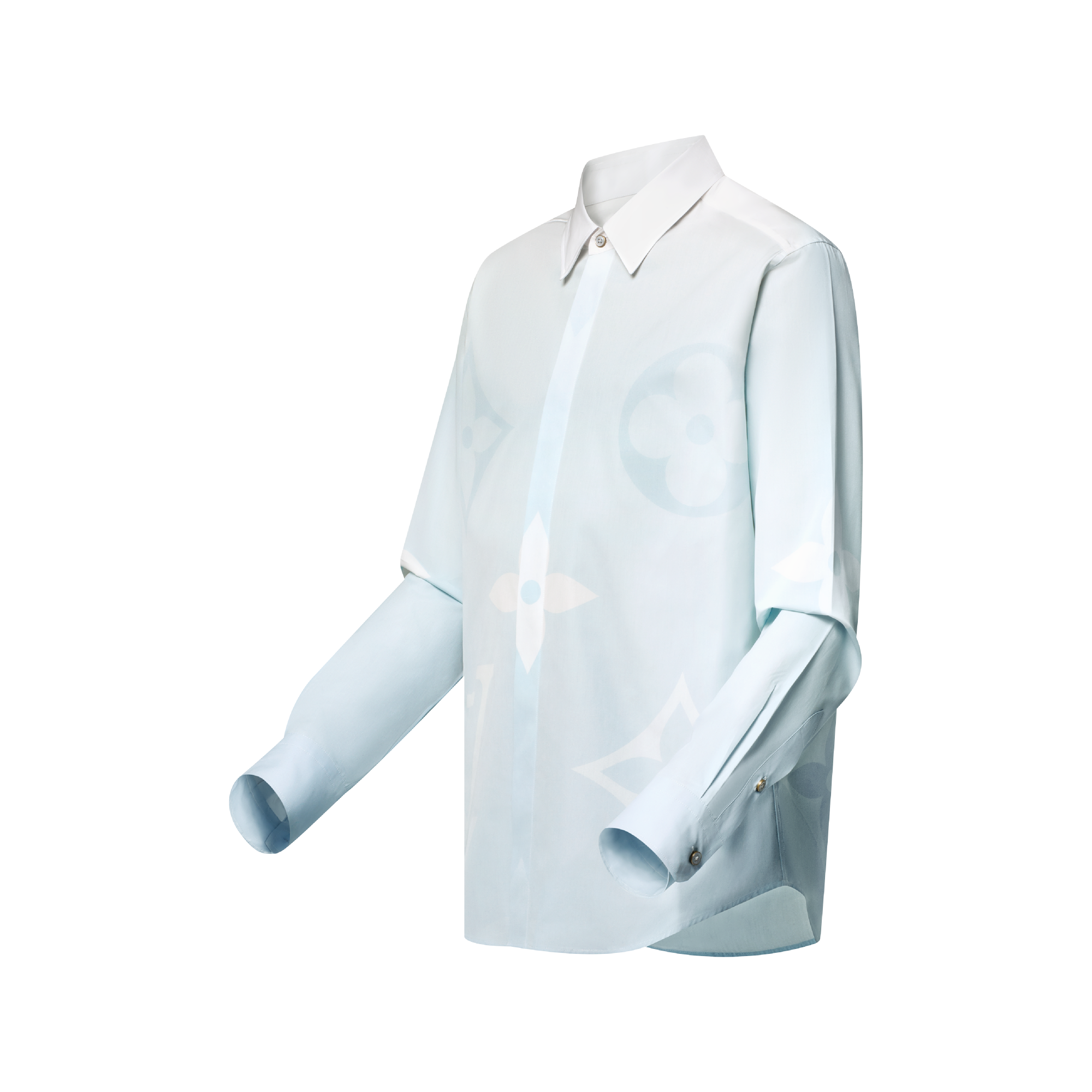 Men - Monogram Printed Long-Sleeved Cotton Poplin Shirt  Men Ready-to-Wear Shirts | LOUIS VUITTON (Product zoom)