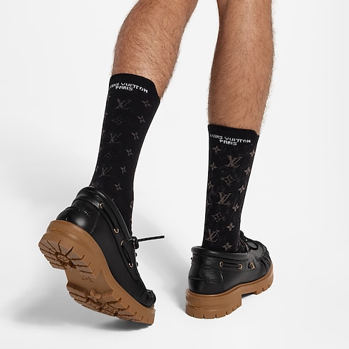 Monogram Reporter Socks cropped worn view