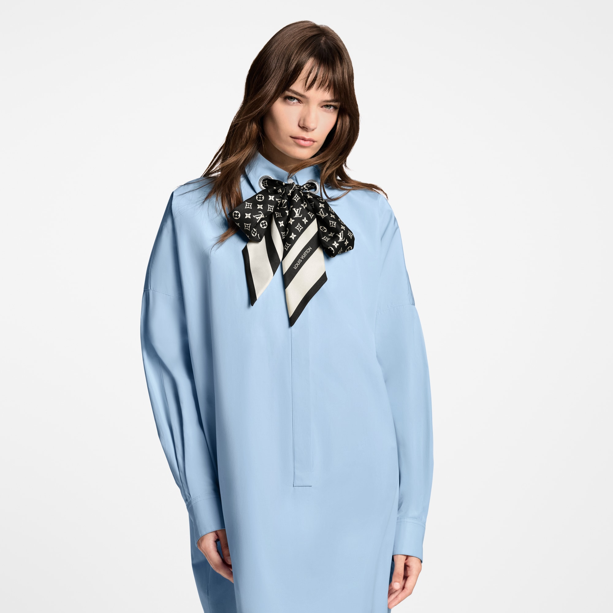 Women - Monogram Scarf Shirt Dress  Women Ready-to-Wear Dresses | LOUIS VUITTON (Product zoom)