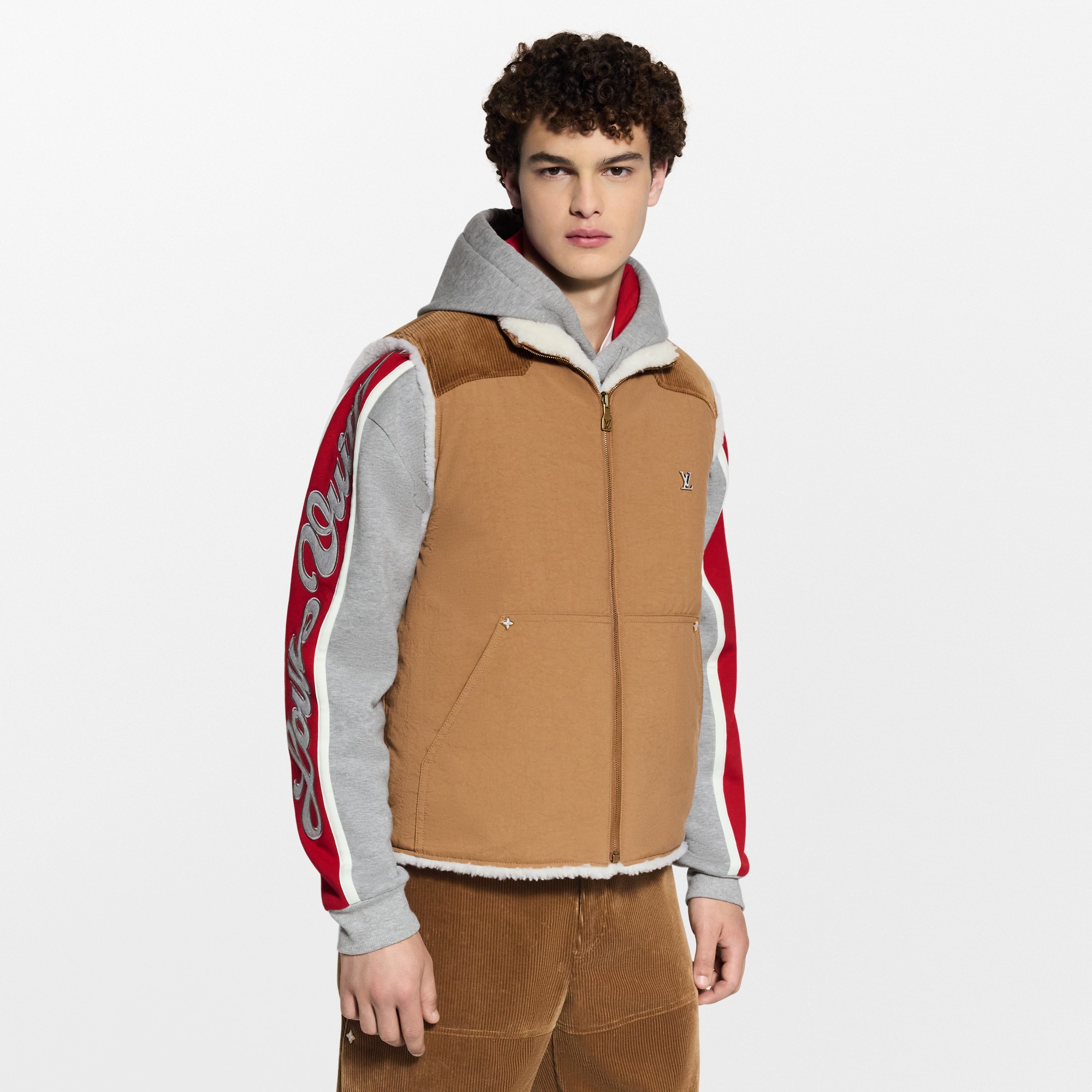 Men - Monogram Shearling Mix Reversible Gilet  Men Ready-to-Wear Outerwear and Coats | LOUIS VUITTON (Product zoom)