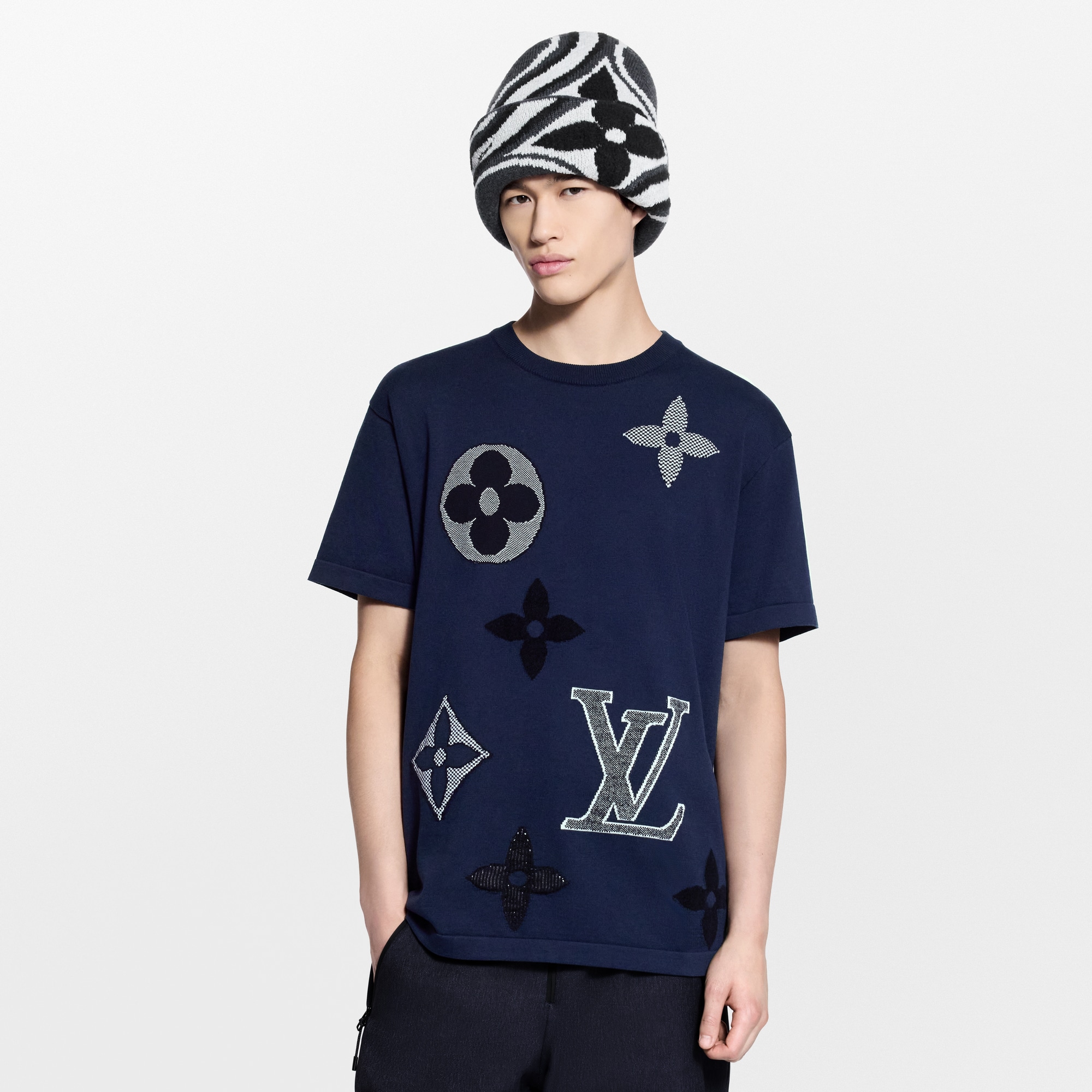 New - Monogram Short-Sleeved Knitted Crewneck  New For Men LV Ski | LOUIS VUITTON (Product zoom)