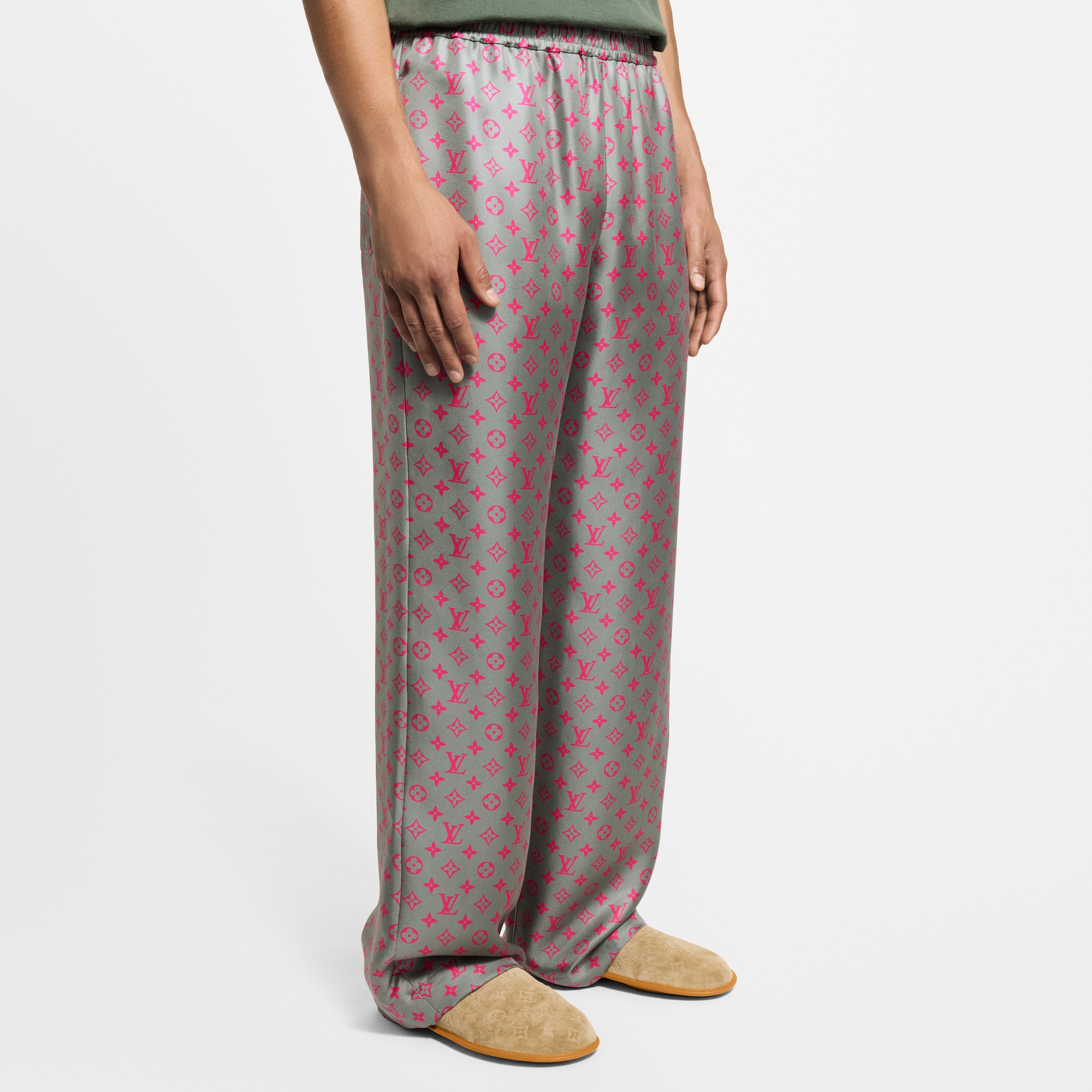 Men - Monogram Silk Drawstring Trousers  Men Ready-to-Wear Trousers | LOUIS VUITTON (Product zoom)
