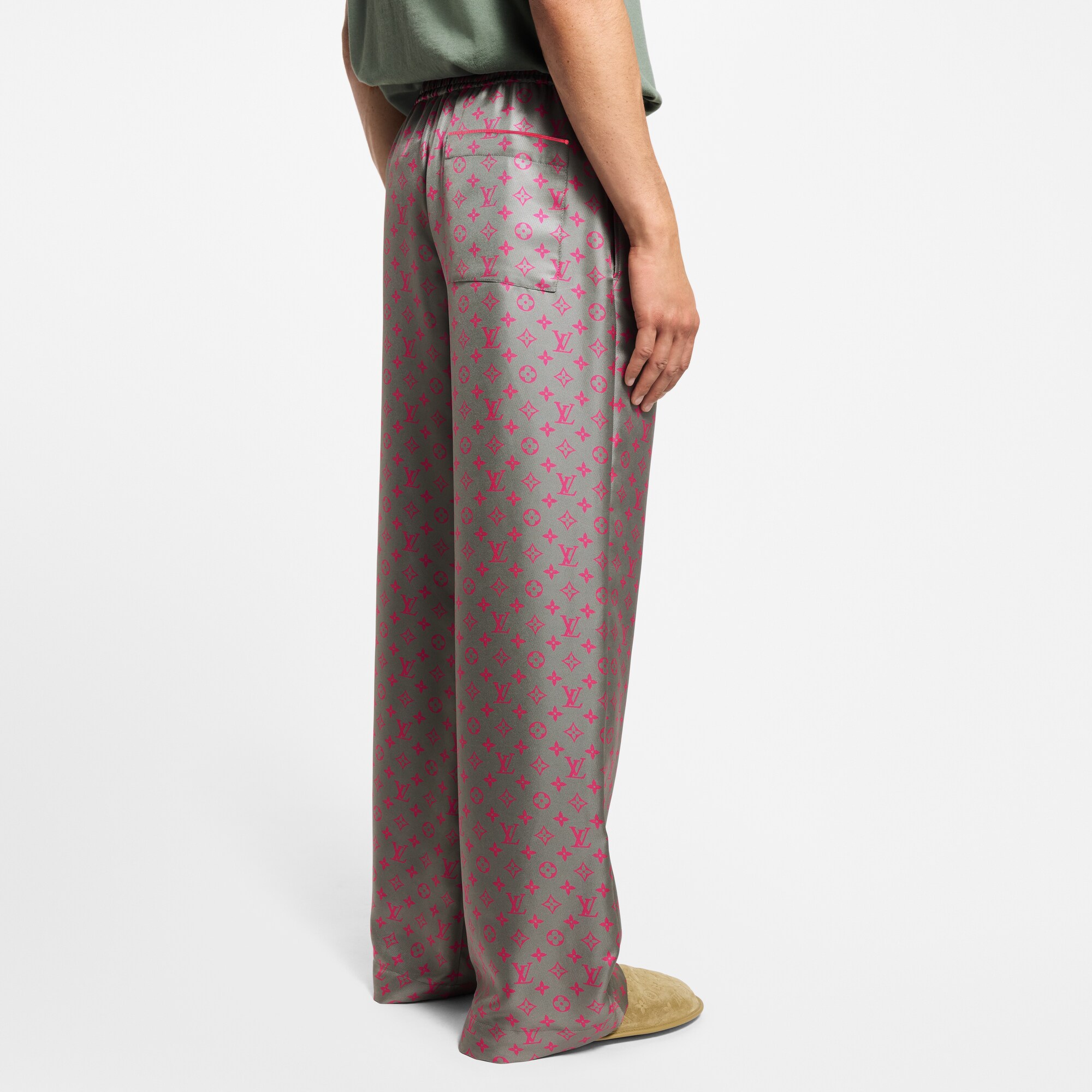 Men - Monogram Silk Drawstring Trousers  Men Ready-to-Wear Trousers | LOUIS VUITTON (Product zoom)
