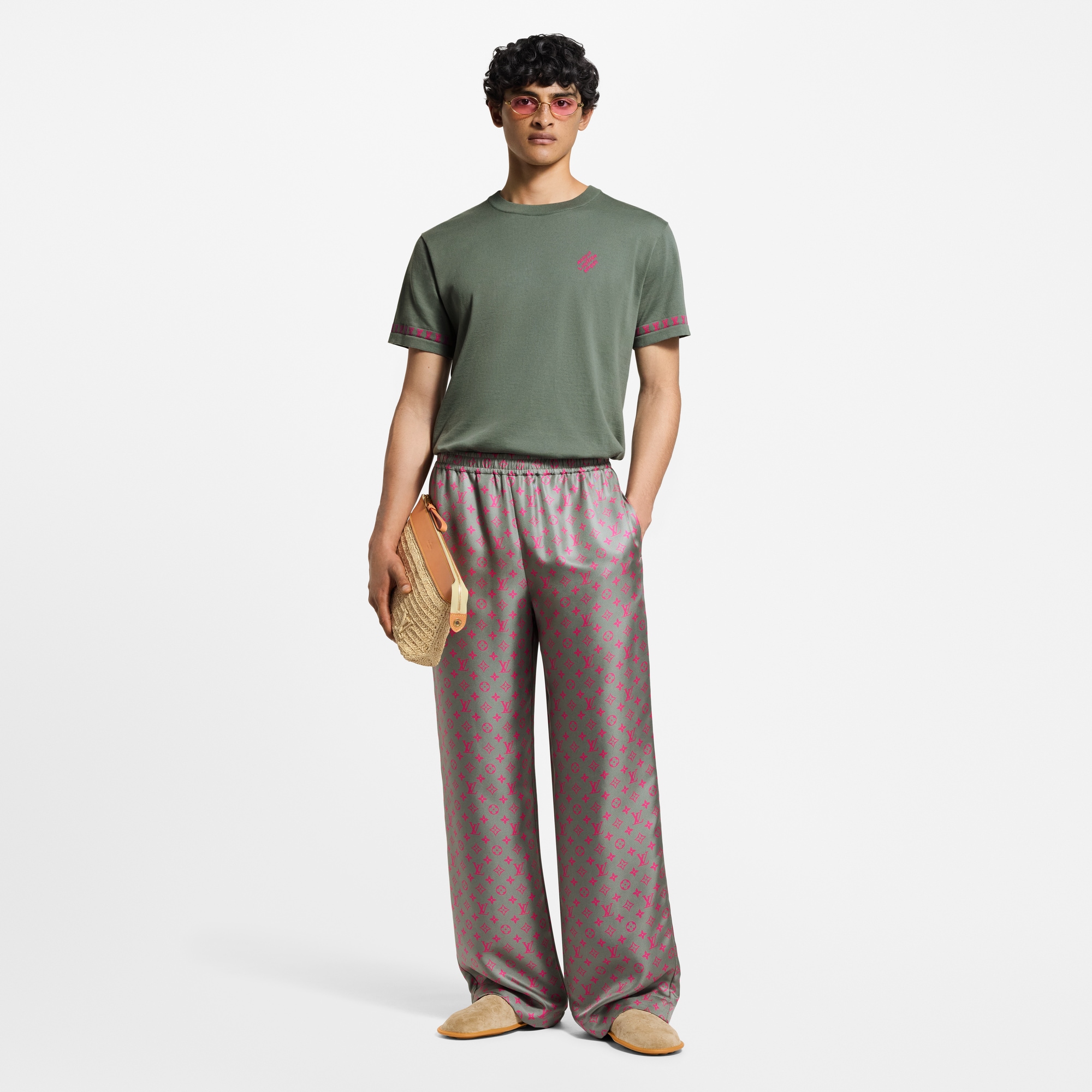 Men - Monogram Silk Drawstring Trousers  Men Ready-to-Wear Trousers | LOUIS VUITTON (Product zoom)