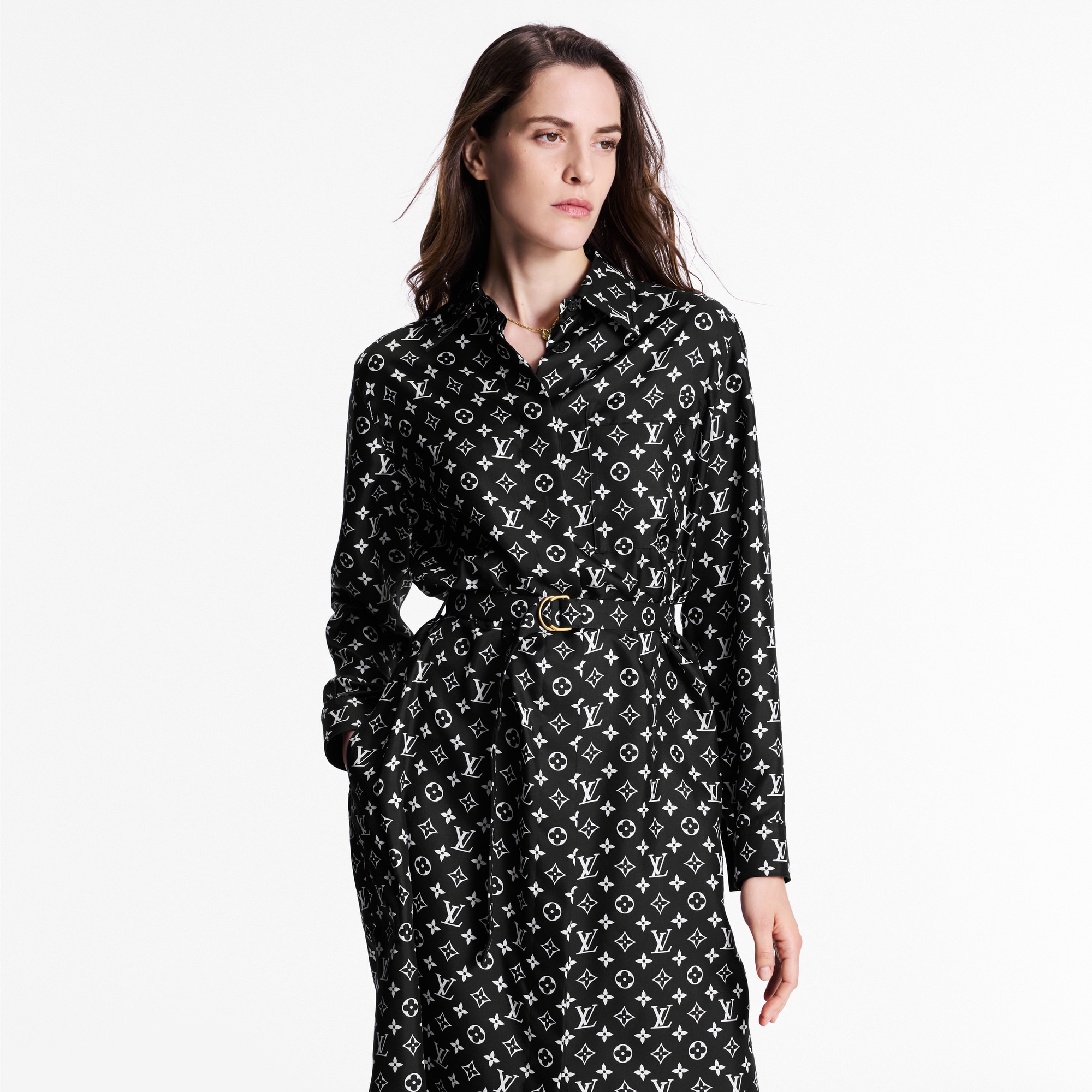Women - Monogram Silk Shirt Dress  Women Ready-to-Wear Dresses | LOUIS VUITTON (Product zoom)