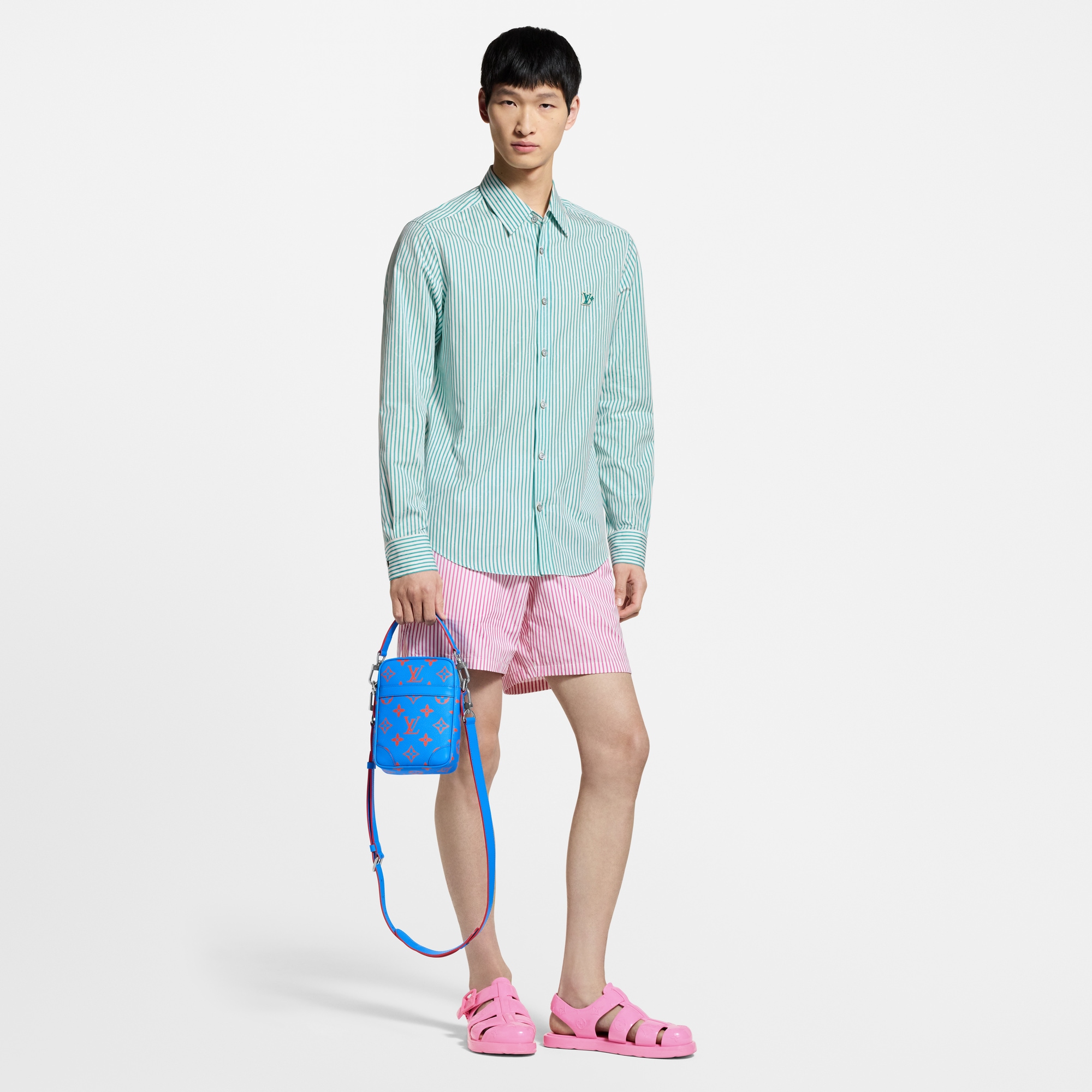 Men - Monogram Striped Casual Shorts  Men Ready-to-Wear Trousers | LOUIS VUITTON (Product zoom)