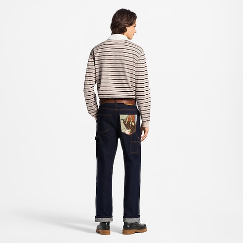 Monogram Striped Long-Sleeved Polo Shirt ambiance view