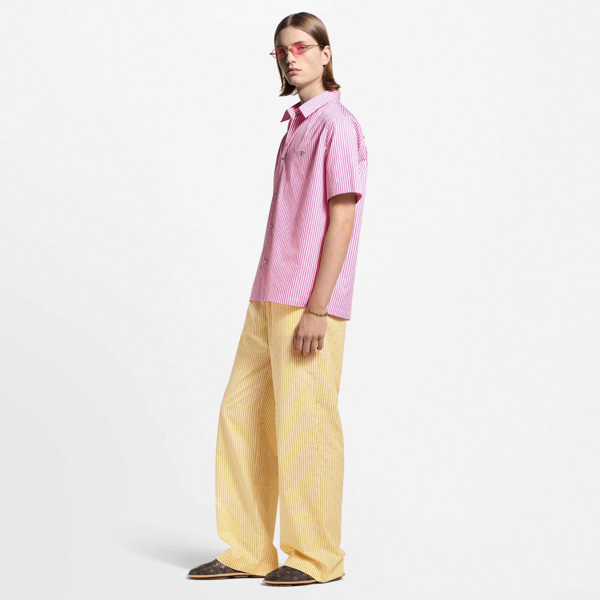 Men - Monogram Striped Short-Sleeved Shirt  Men Ready-to-Wear Shirts | LOUIS VUITTON (Product zoom)