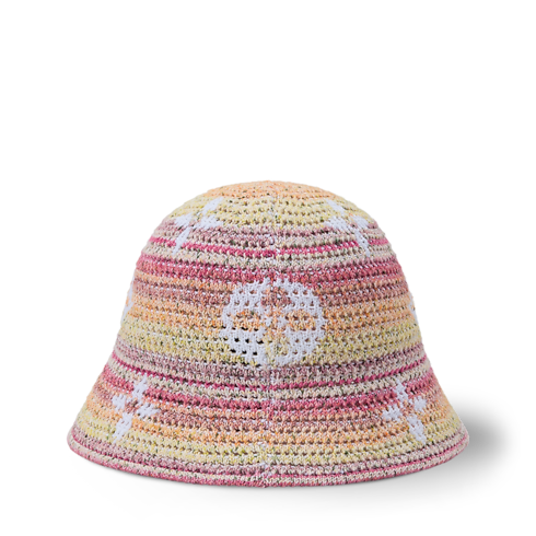 Monogram Stripes Crochet Bucket Hat back view
