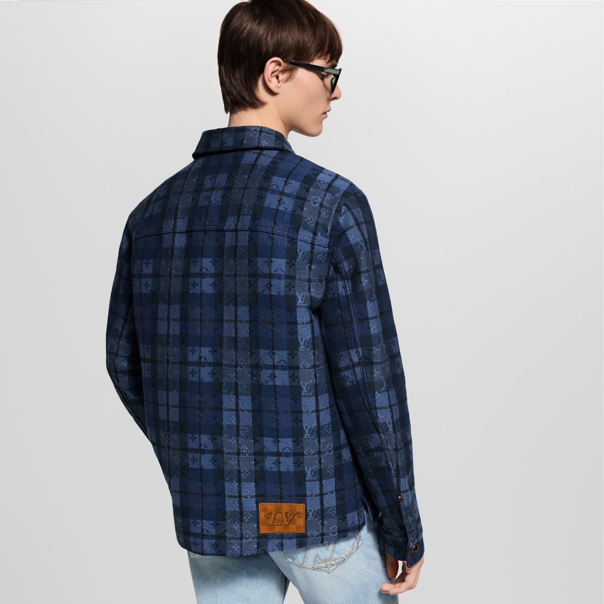 Men - Monogram Tartan Denim Overshirt  Men Ready-to-Wear All Ready-to-Wear | LOUIS VUITTON (Product zoom)