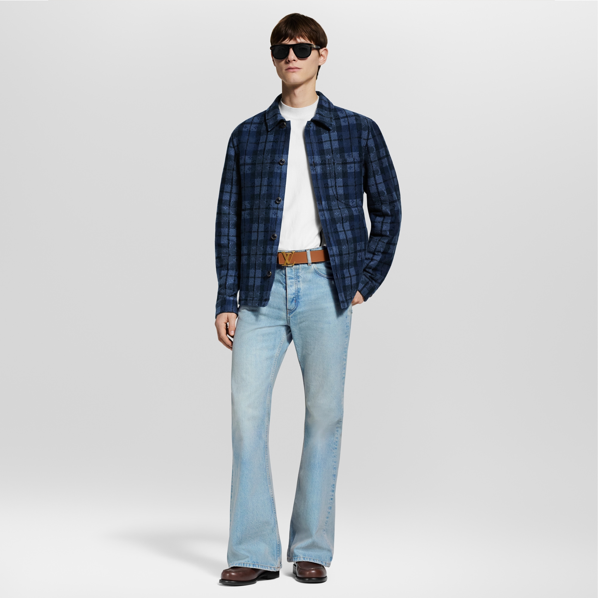 Men - Monogram Tartan Denim Overshirt  Men Ready-to-Wear All Ready-to-Wear | LOUIS VUITTON (Product zoom)