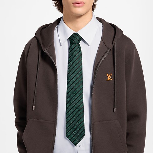Monogram Varsity Tie cropped worn view