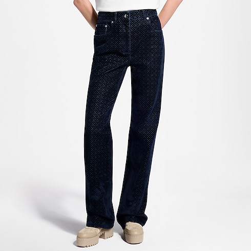 Women - Nanogram Flocked Velvet Jeans Women Ready-to-Wear Pants and Shorts | LOUIS VUITTON (Product zoom)