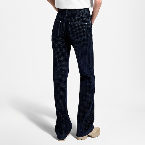 Women - Nanogram Flocked Velvet Jeans Women Ready-to-Wear Pants and Shorts | LOUIS VUITTON (Product zoom)