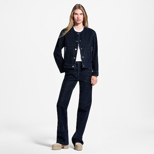 Women - Nanogram Flocked Velvet Jeans Women Ready-to-Wear Pants and Shorts | LOUIS VUITTON (Product zoom)