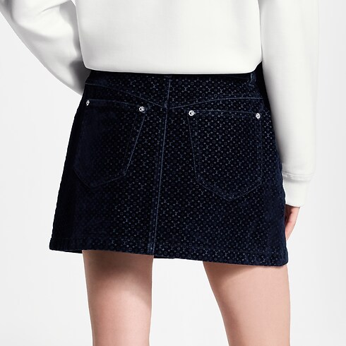 Women - Nanogram Flocked Velvet Mini Skirt Women Ready-to-Wear New In Ready-to-wear | LOUIS VUITTON (Product zoom)