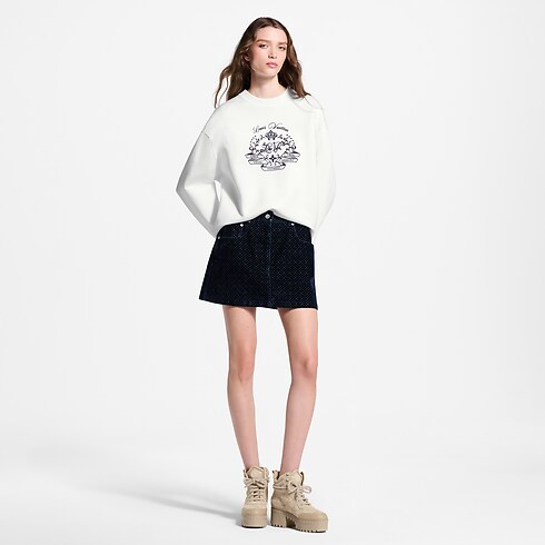 Women - Nanogram Flocked Velvet Mini Skirt Women Ready-to-Wear New In Ready-to-wear | LOUIS VUITTON (Product zoom)
