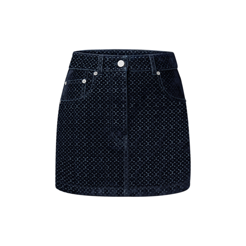 Women - Nanogram Flocked Velvet Mini Skirt Women Ready-to-Wear New In Ready-to-wear | LOUIS VUITTON (Product zoom)