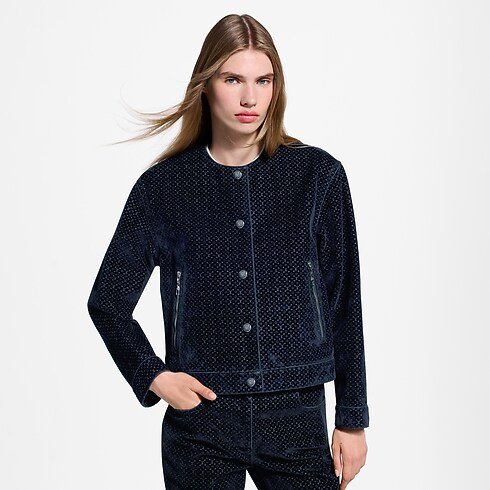Women - Nanogram Flocket Velvet Jacket Women Ready-to-Wear Coats and Jackets | LOUIS VUITTON (Product zoom)