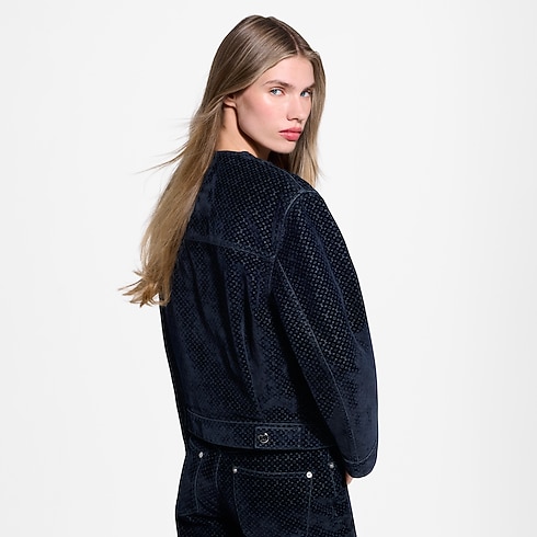 Women - Nanogram Flocket Velvet Jacket Women Ready-to-Wear Coats and Jackets | LOUIS VUITTON (Product zoom)