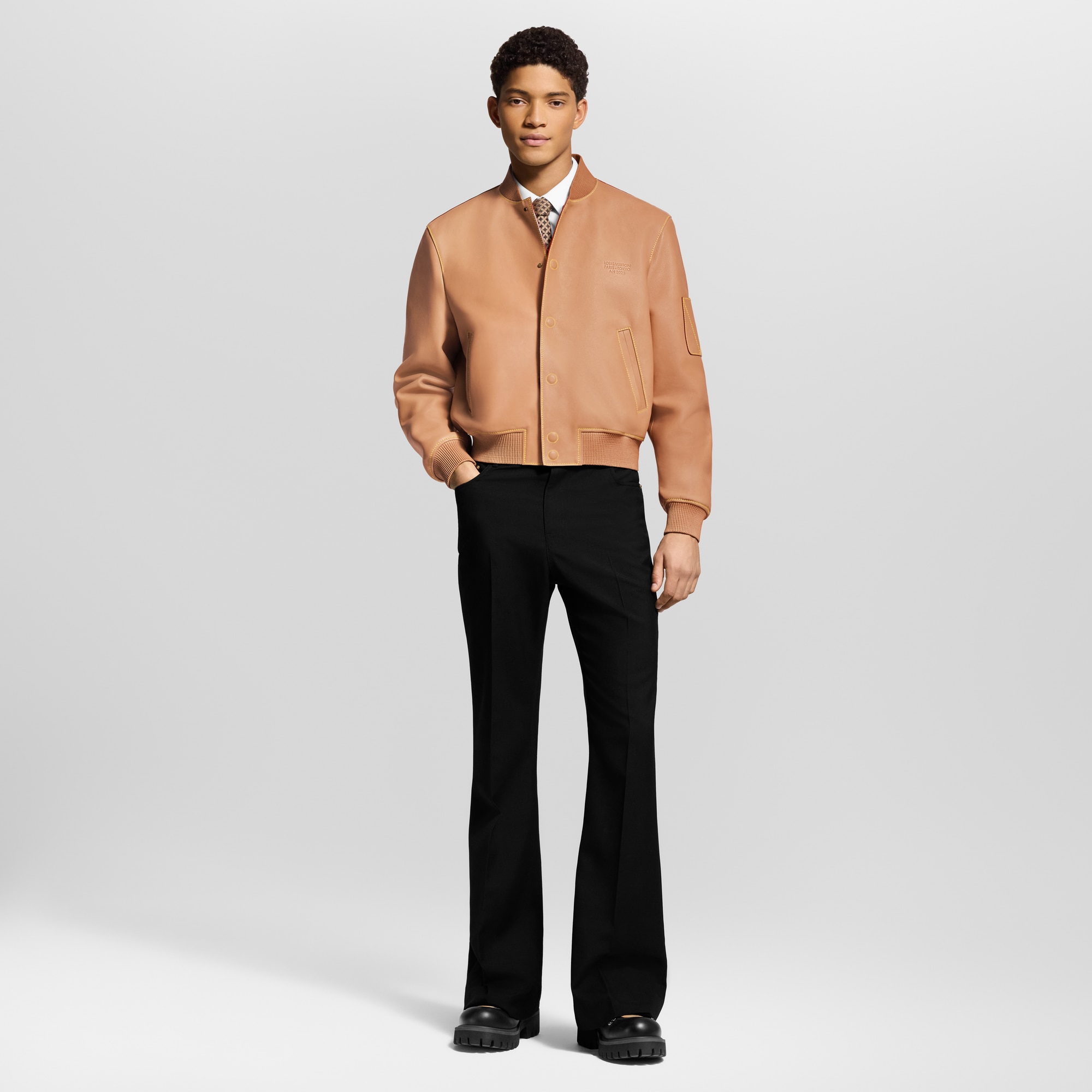 Men - Natural Leather Varsity Blouson  Men Ready-to-Wear Outerwear and Coats | LOUIS VUITTON (Product zoom)