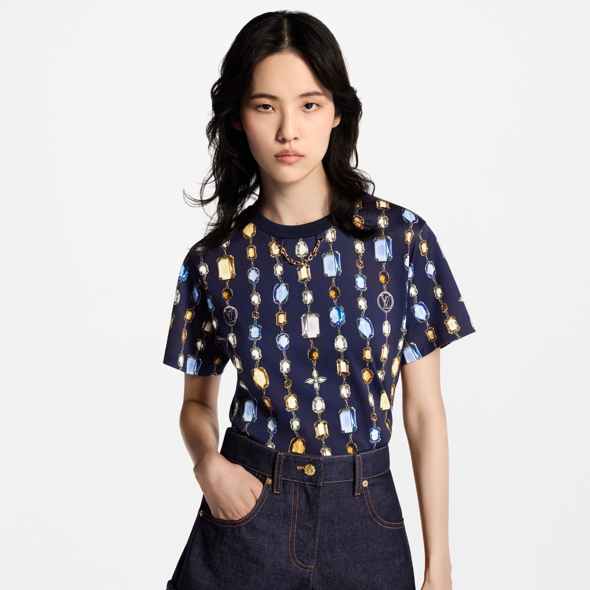 Women - Necklace Print T-Shirt  Women Ready-to-Wear Tops | LOUIS VUITTON (Product zoom)