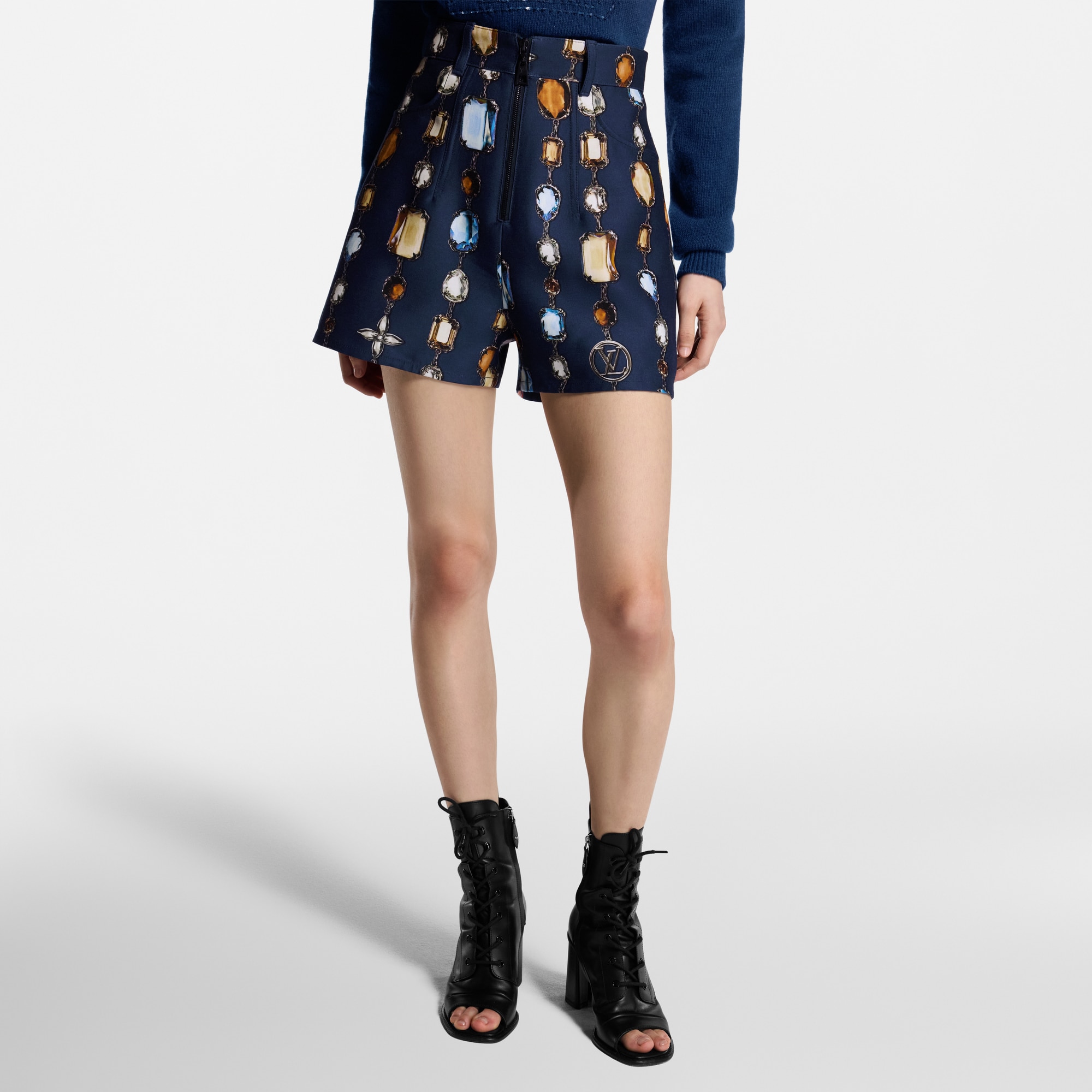 Women - Necklace Print Tailored Shorts  Women Ready-to-Wear Skirts and Shorts | LOUIS VUITTON (Product zoom)