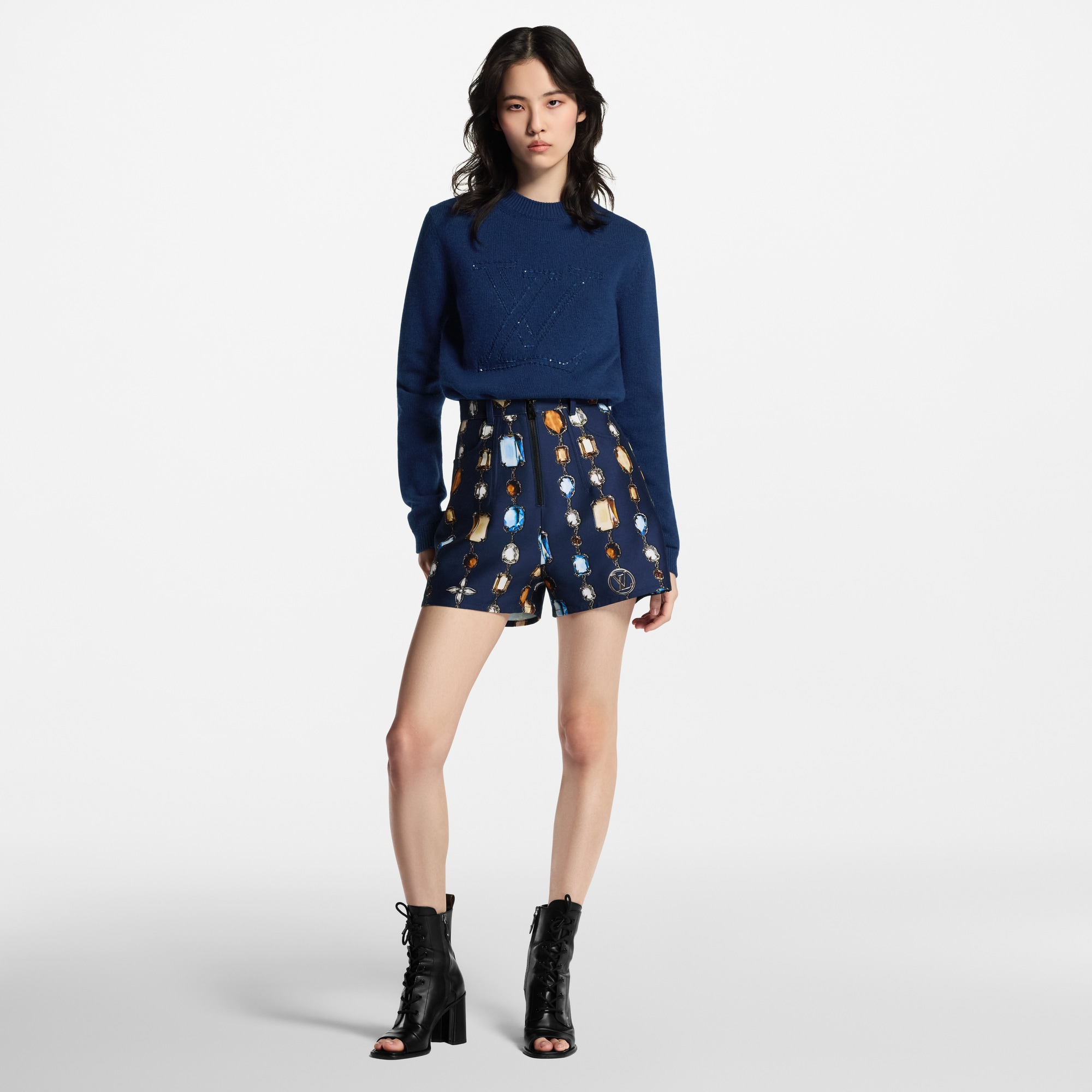 Women - Necklace Print Tailored Shorts  Women Ready-to-Wear Skirts and Shorts | LOUIS VUITTON (Product zoom)