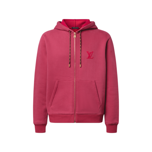 Men - Needle-Punched Signature Zip Hoodie Men Ready-to-Wear All Ready-to-Wear | LOUIS VUITTON (Product zoom)