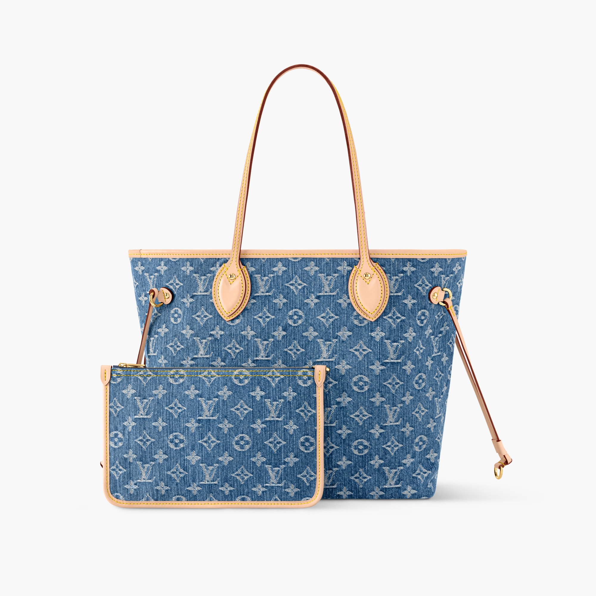 Neverfull MM Tote Bag Luxury Monogram Denim Blue LOUIS VUITTON