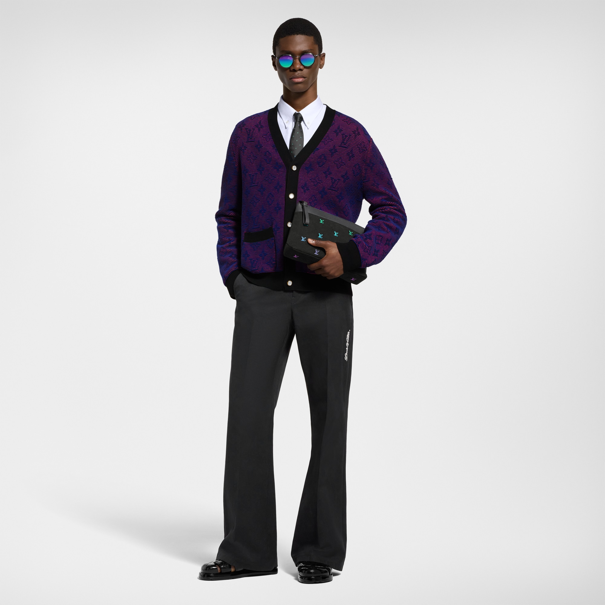 Men - Optical Monogram Jacquard Cardigan  Men Ready-to-Wear Knitwear and Sweatshirts | LOUIS VUITTON (Product zoom)