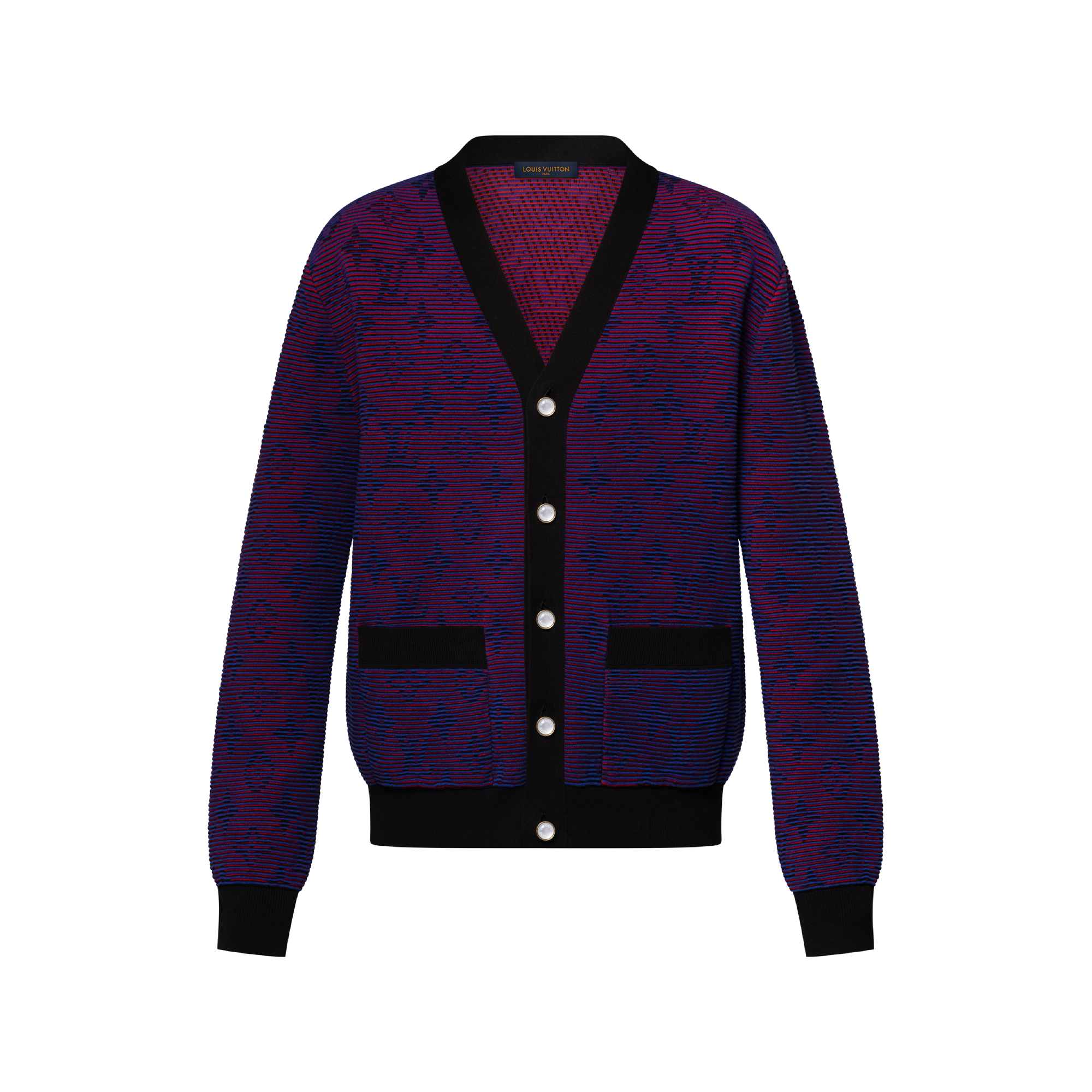 Men - Optical Monogram Jacquard Cardigan  Men Ready-to-Wear Knitwear and Sweatshirts | LOUIS VUITTON (Product zoom)