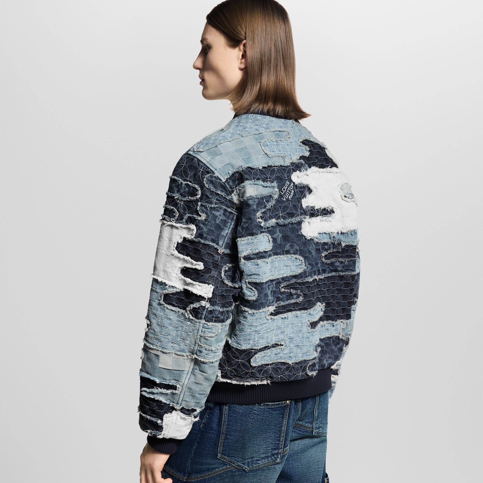 Men - Patchwork Denim Bomber Jacket  Men Ready-to-Wear Outerwear and Coats | LOUIS VUITTON (Product zoom)