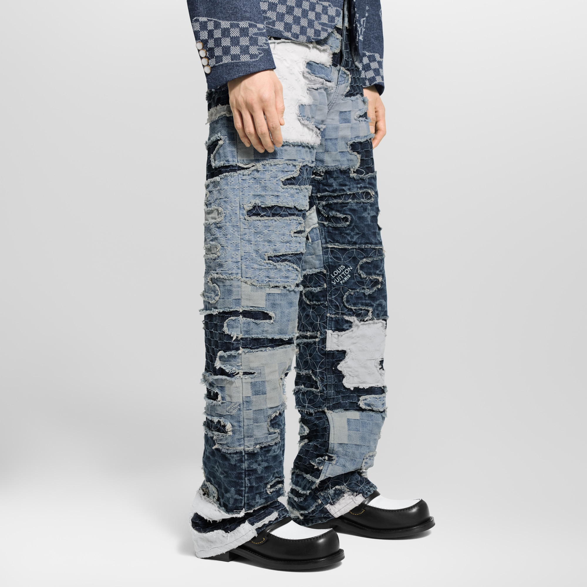 Men - Patchwork Denim Skate Trousers  Men Ready-to-Wear Denim Collection | LOUIS VUITTON (Product zoom)